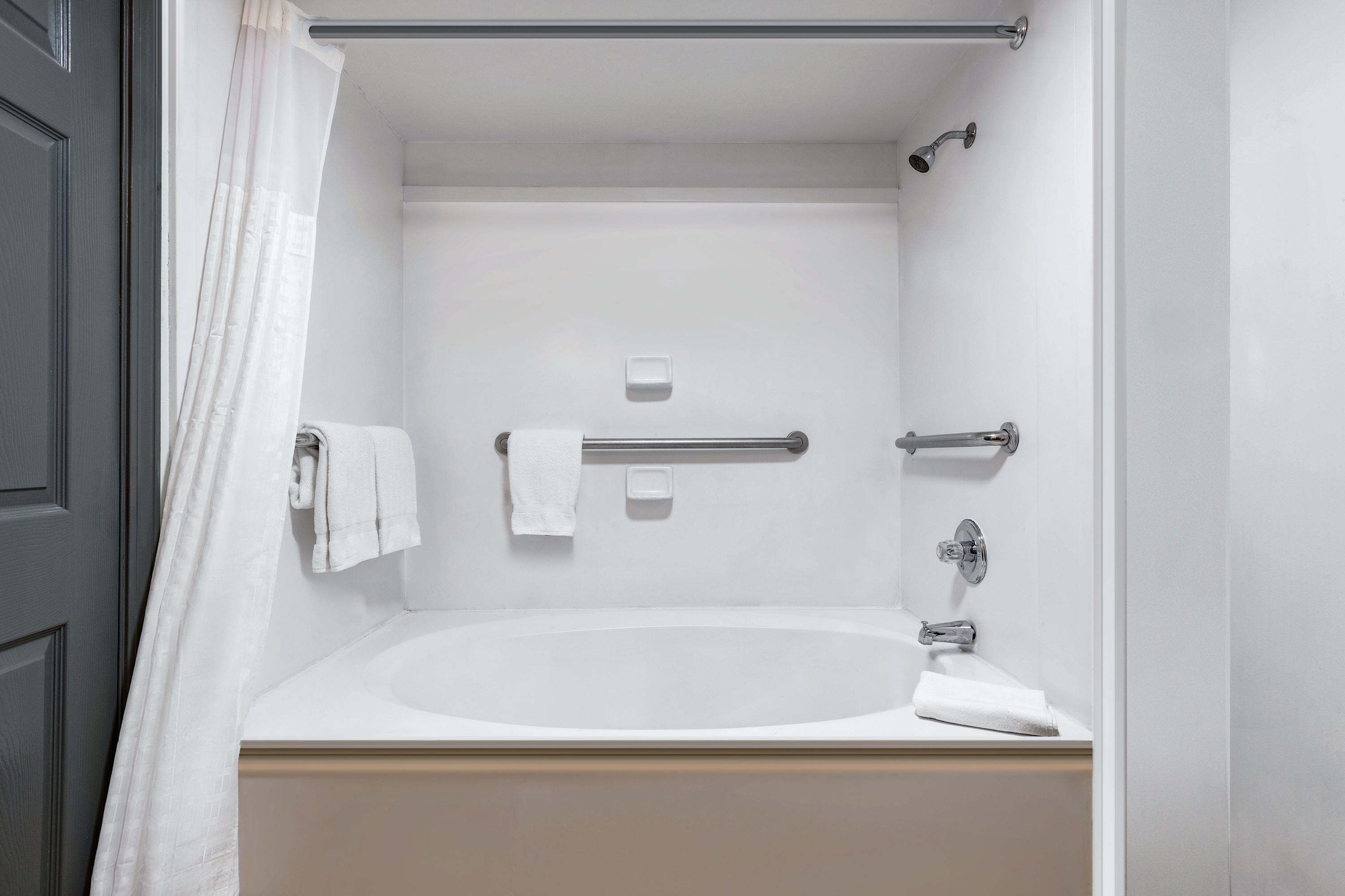 Guest room bath at the Ramada by Wyndham Tulsa/Broken Arrow in Broken Arrow, Oklahoma