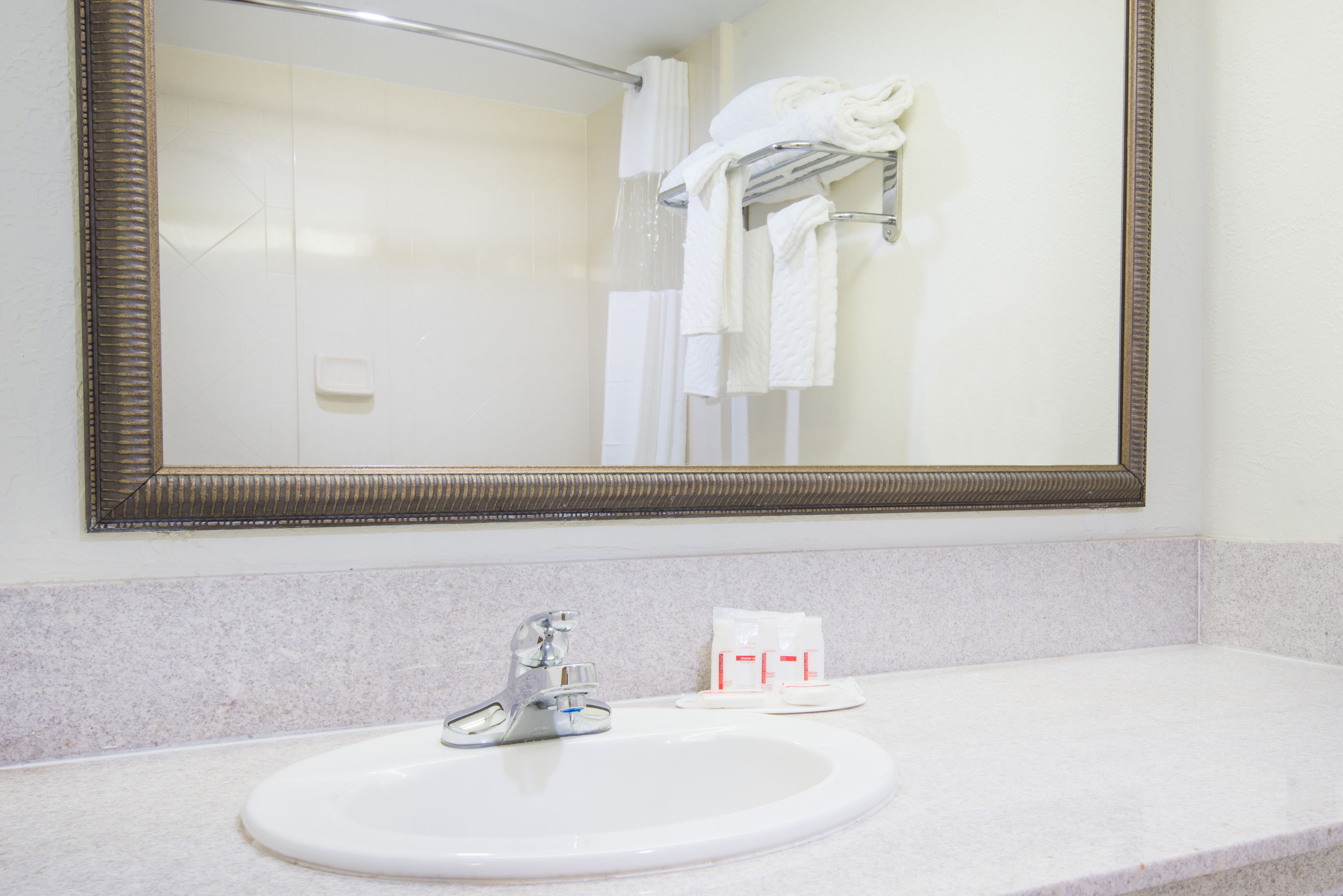 Guest room bath at the Ramada by Wyndham Enid in Enid, Oklahoma