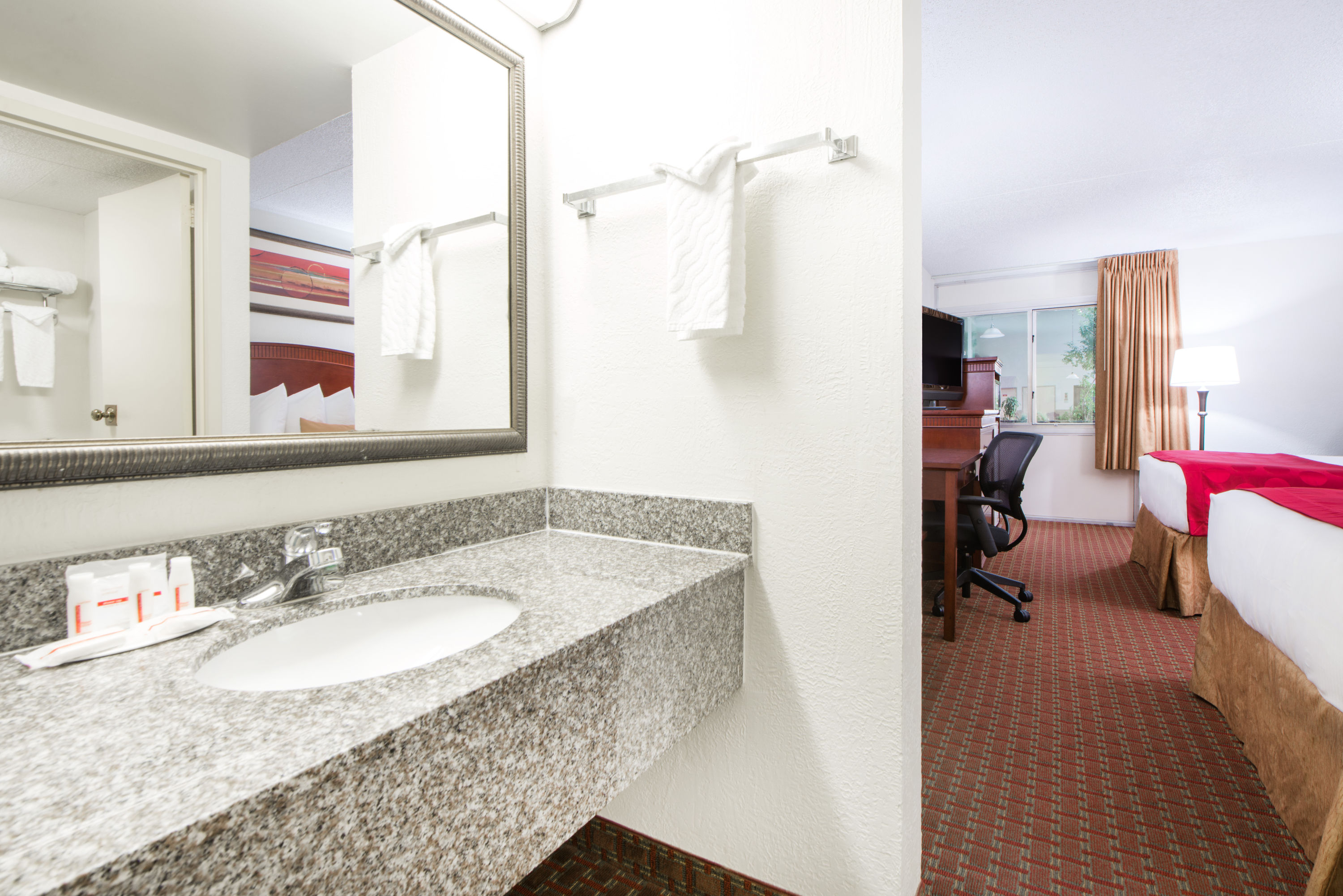 Guest room bath at the Ramada by Wyndham Enid in Enid, Oklahoma