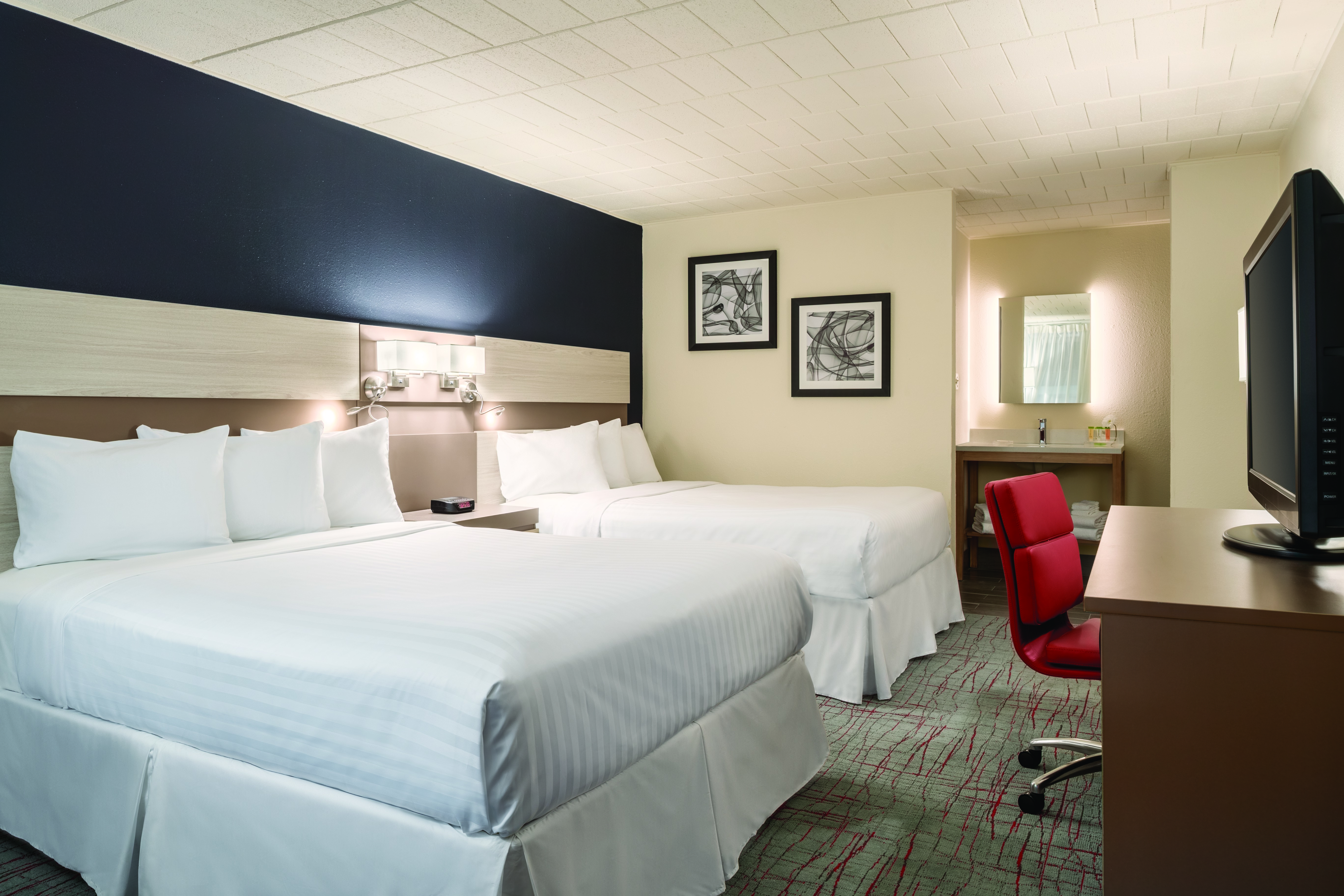Guest room at the Ramada by Wyndham Indiana in Indiana, Pennsylvania