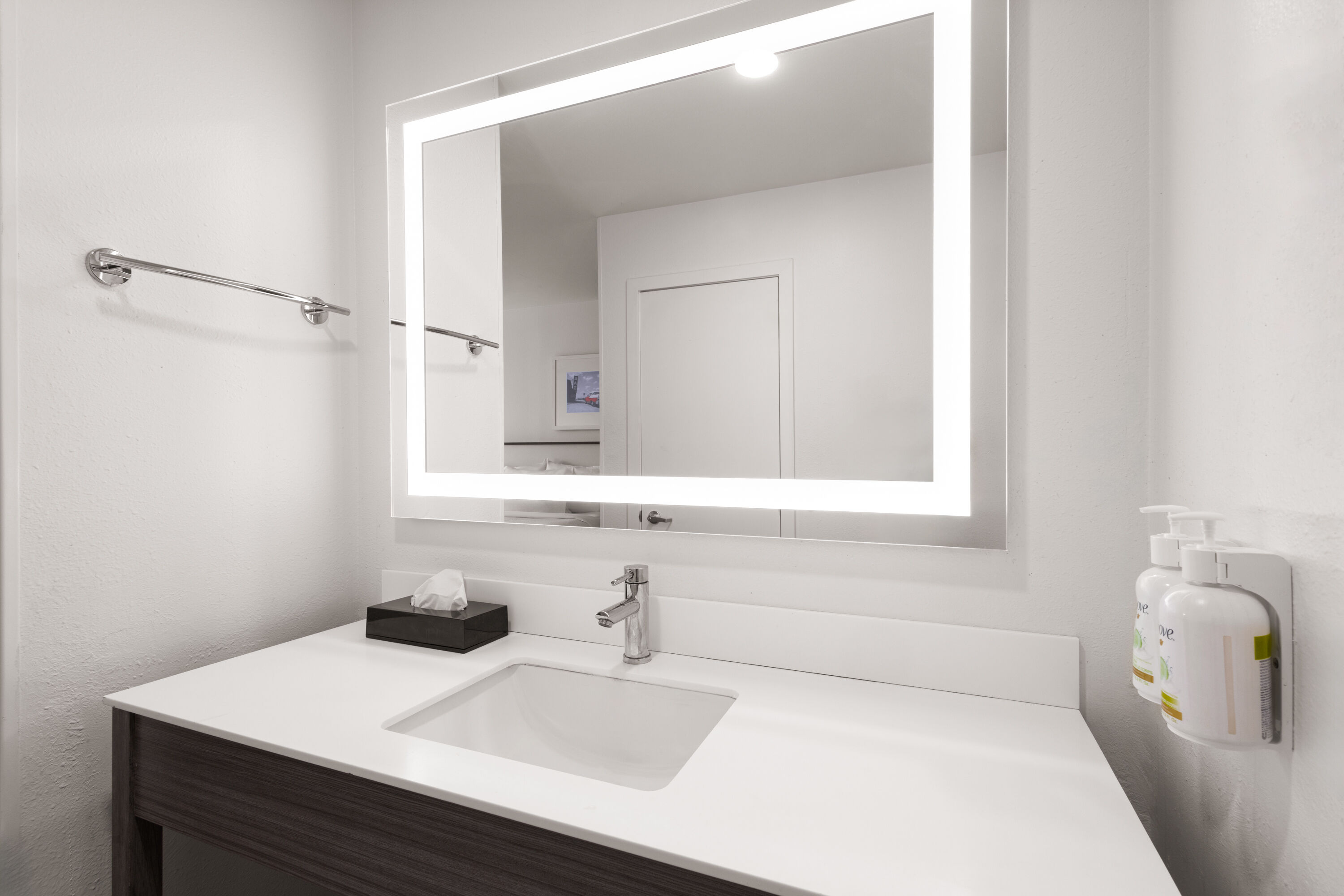 Guest room bath at the Ramada by Wyndham York Harrisburg Hershey in York, Pennsylvania