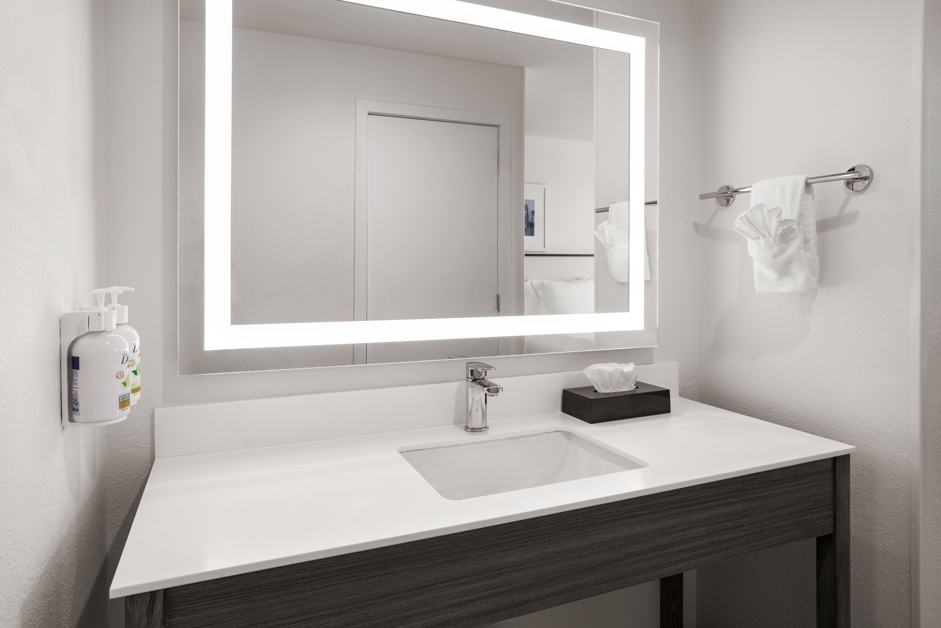 Guest room bath at the Ramada by Wyndham York Harrisburg Hershey in York, Pennsylvania