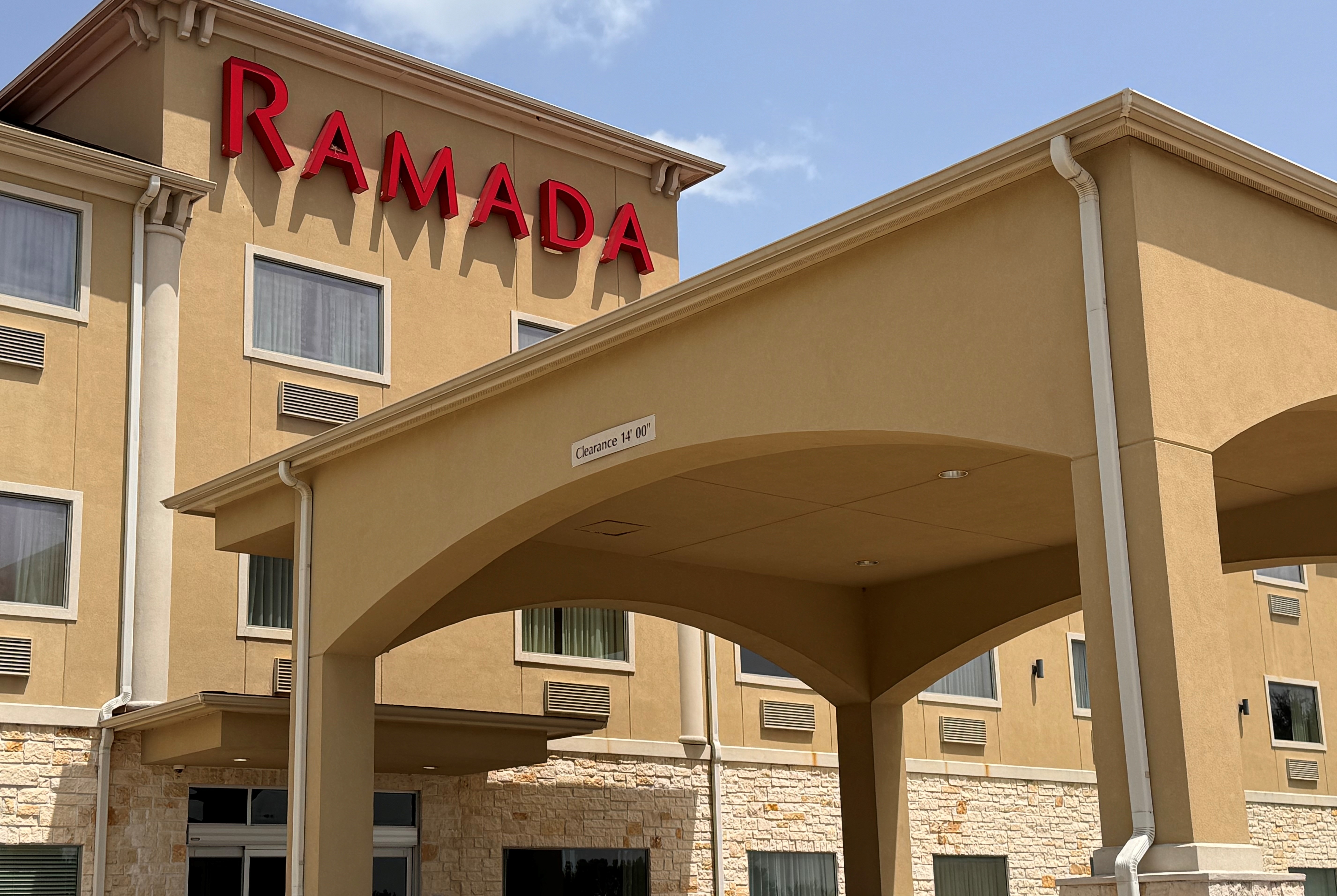 Exterior of Ramada by Wyndham College Station hotel in College Station, Texas