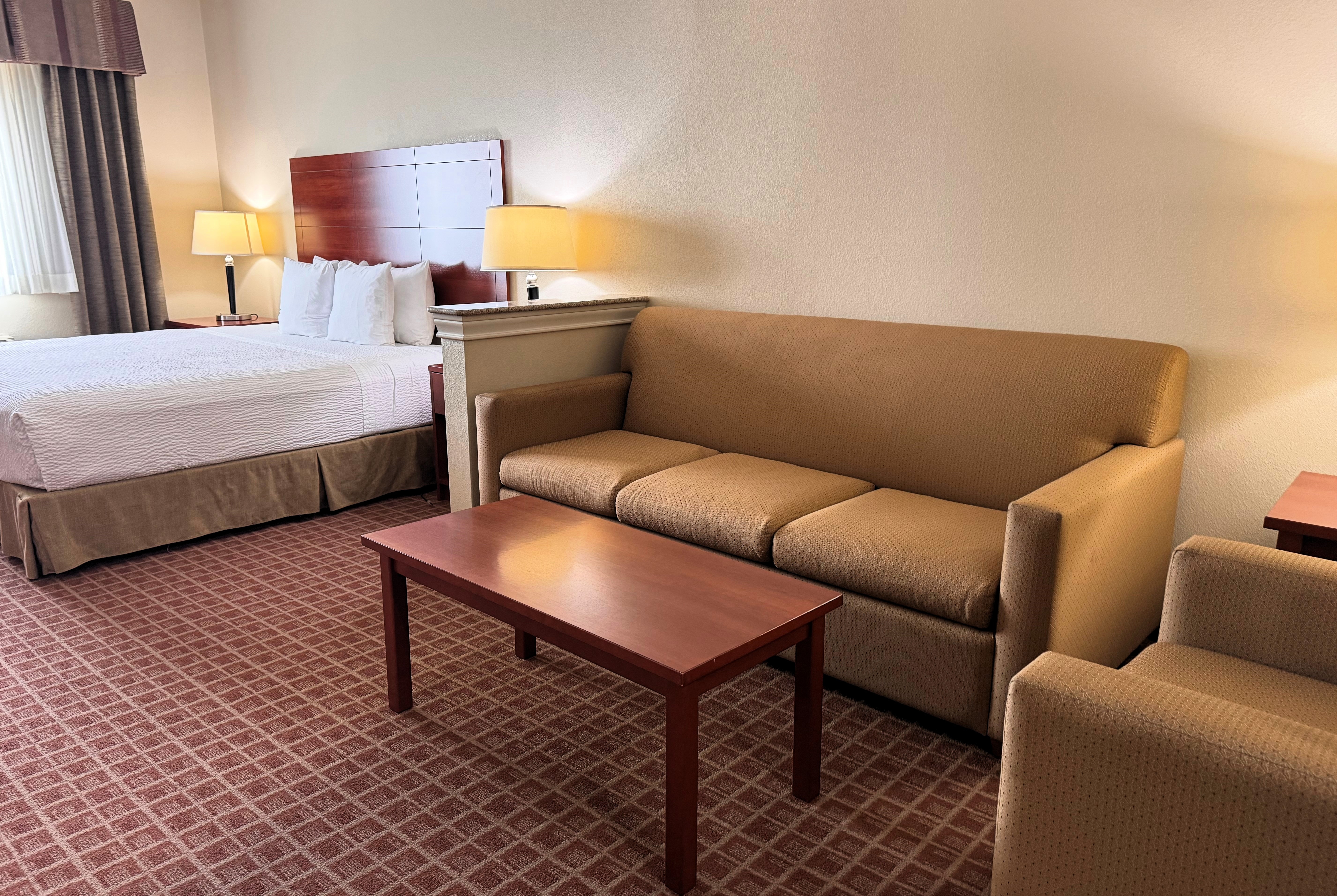 Guest room at the Ramada by Wyndham College Station in College Station, Texas