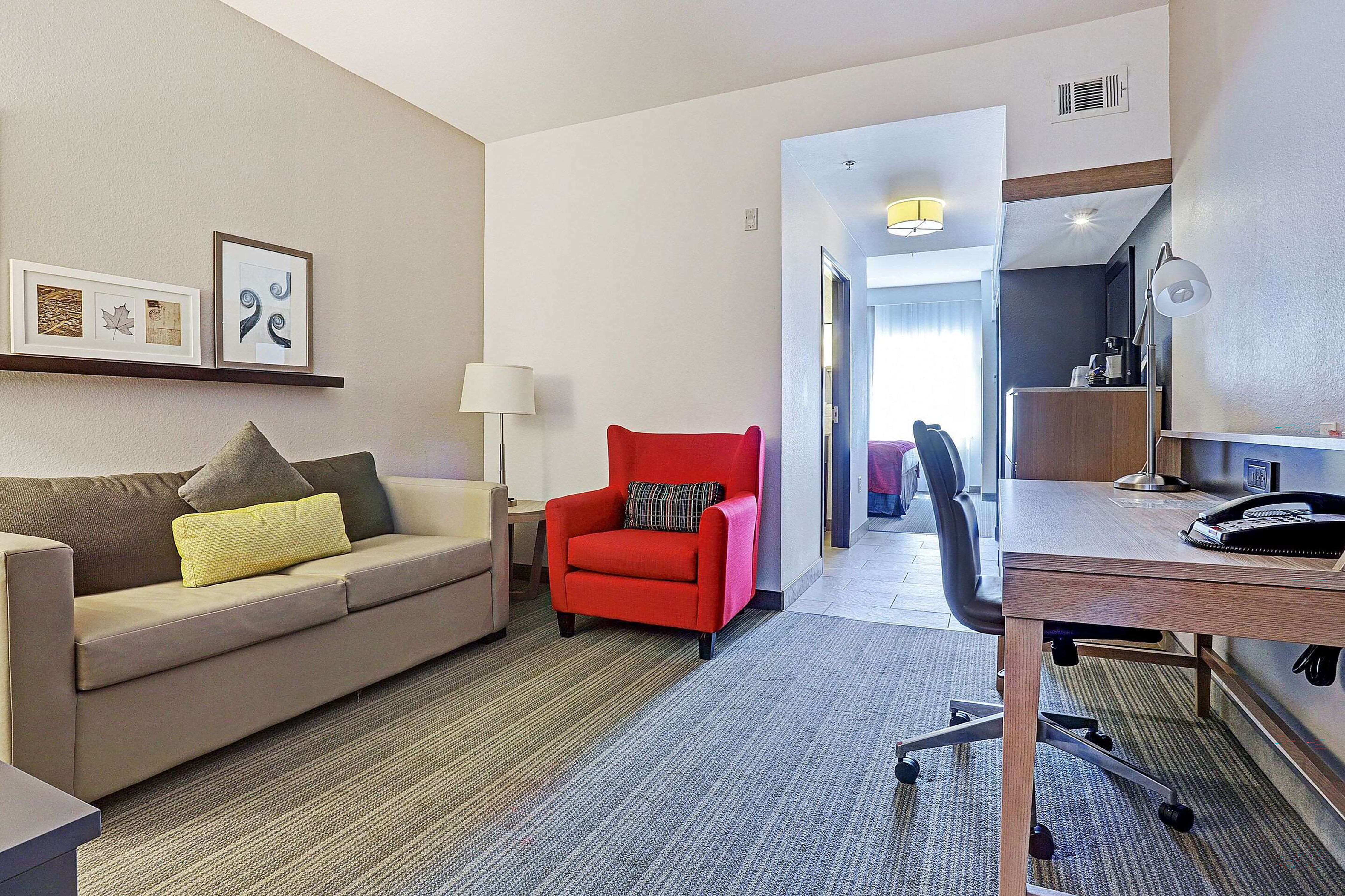 Guest room at the Ramada by Wyndham Houston Westchase in Houston, Texas