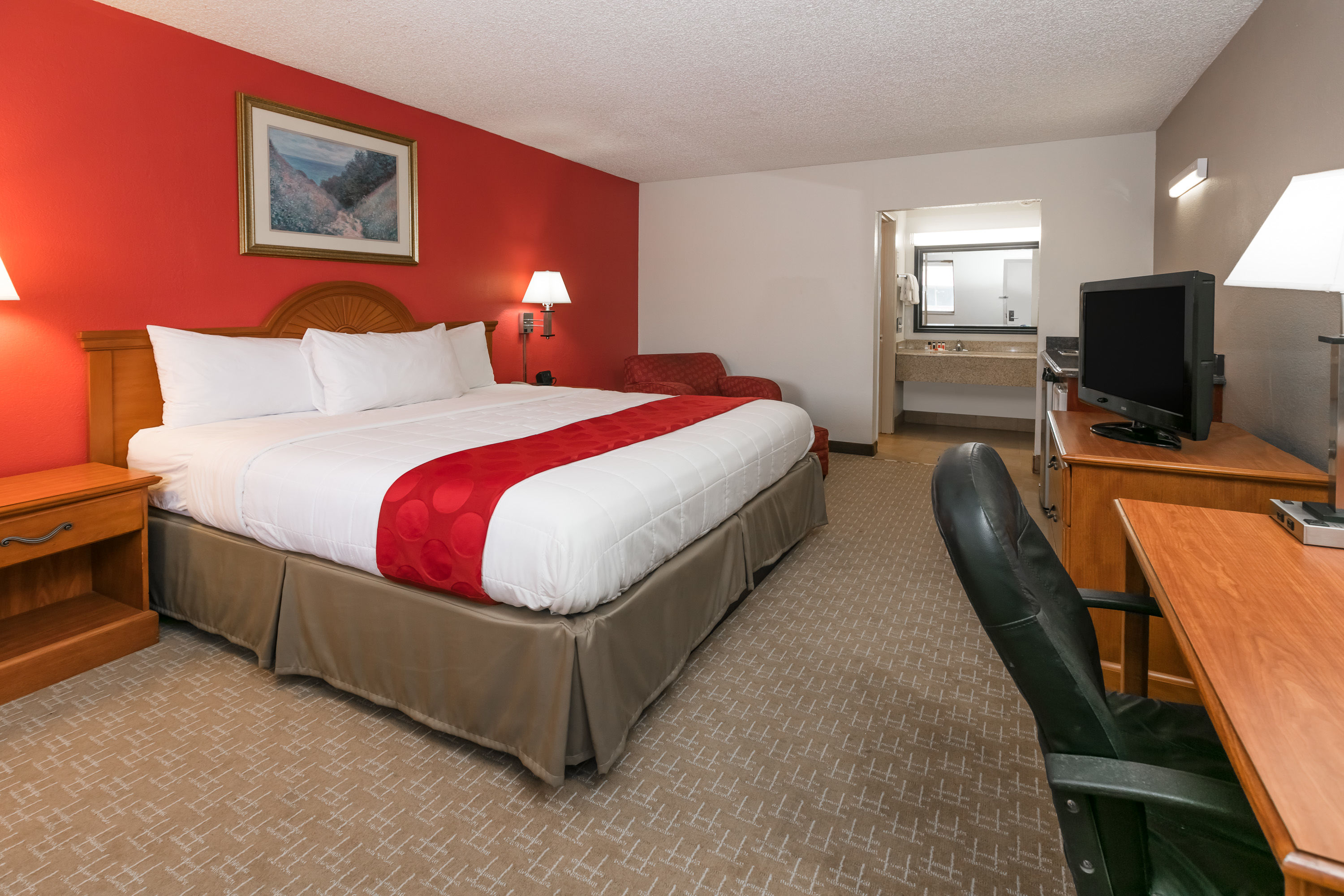Guest room at the Ramada by Wyndham Odessa Near University of Texas Permian in Odessa, Texas