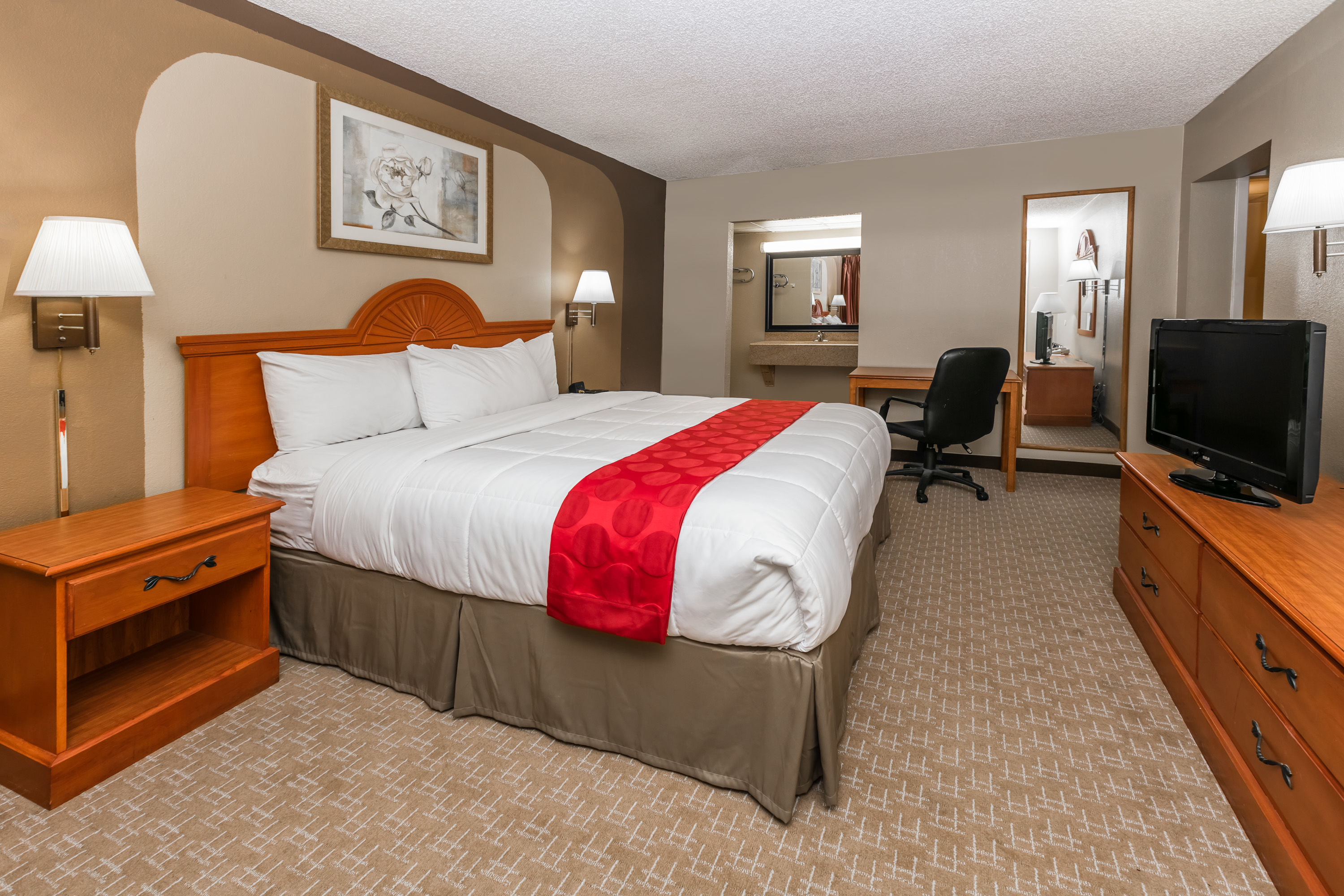 Guest room at the Ramada by Wyndham Odessa Near University of Texas Permian in Odessa, Texas