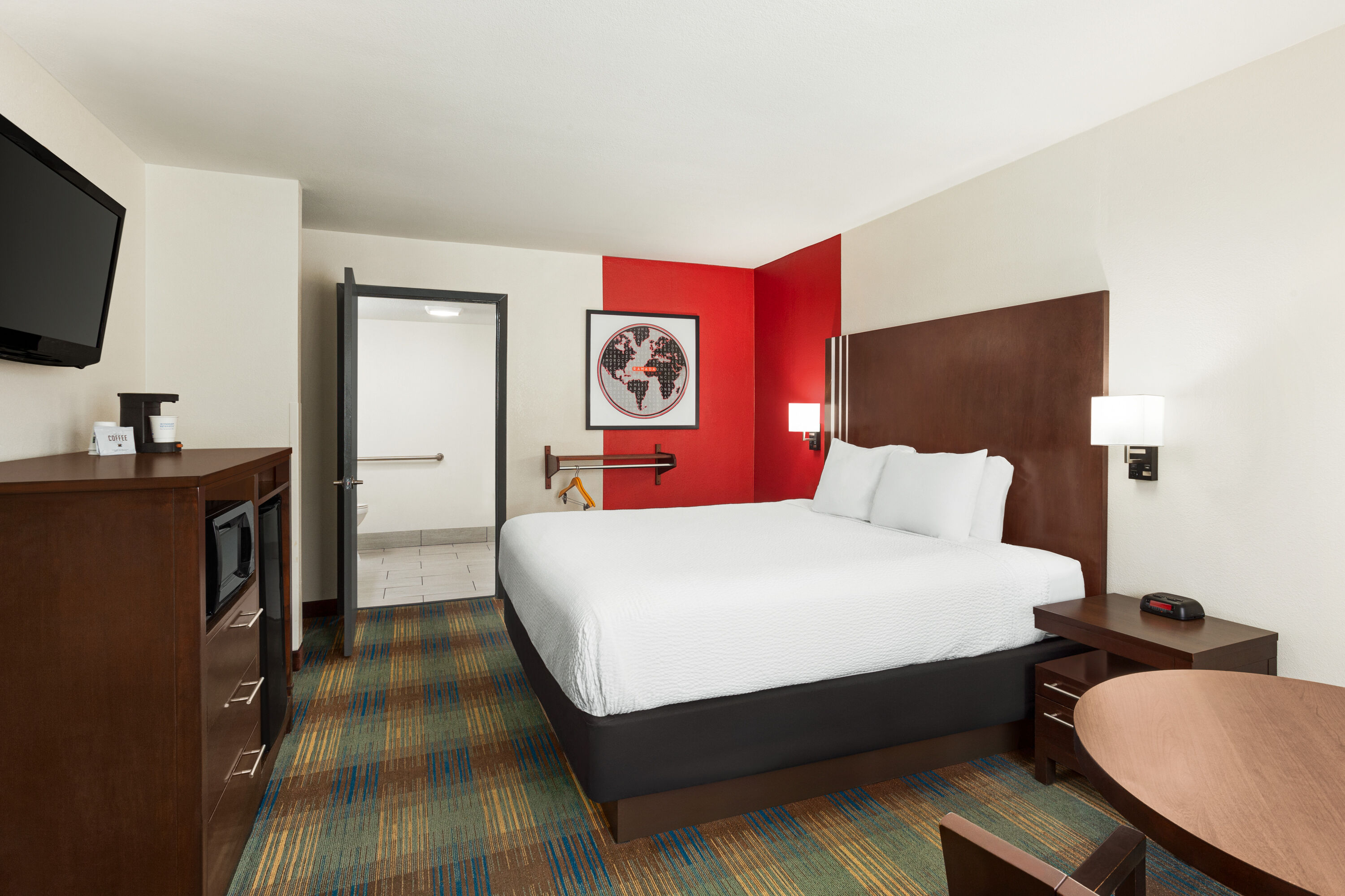 Guest room at the Ramada by Wyndham San Antonio Near SeaWorld/Lackland AFB in San Antonio, Texas