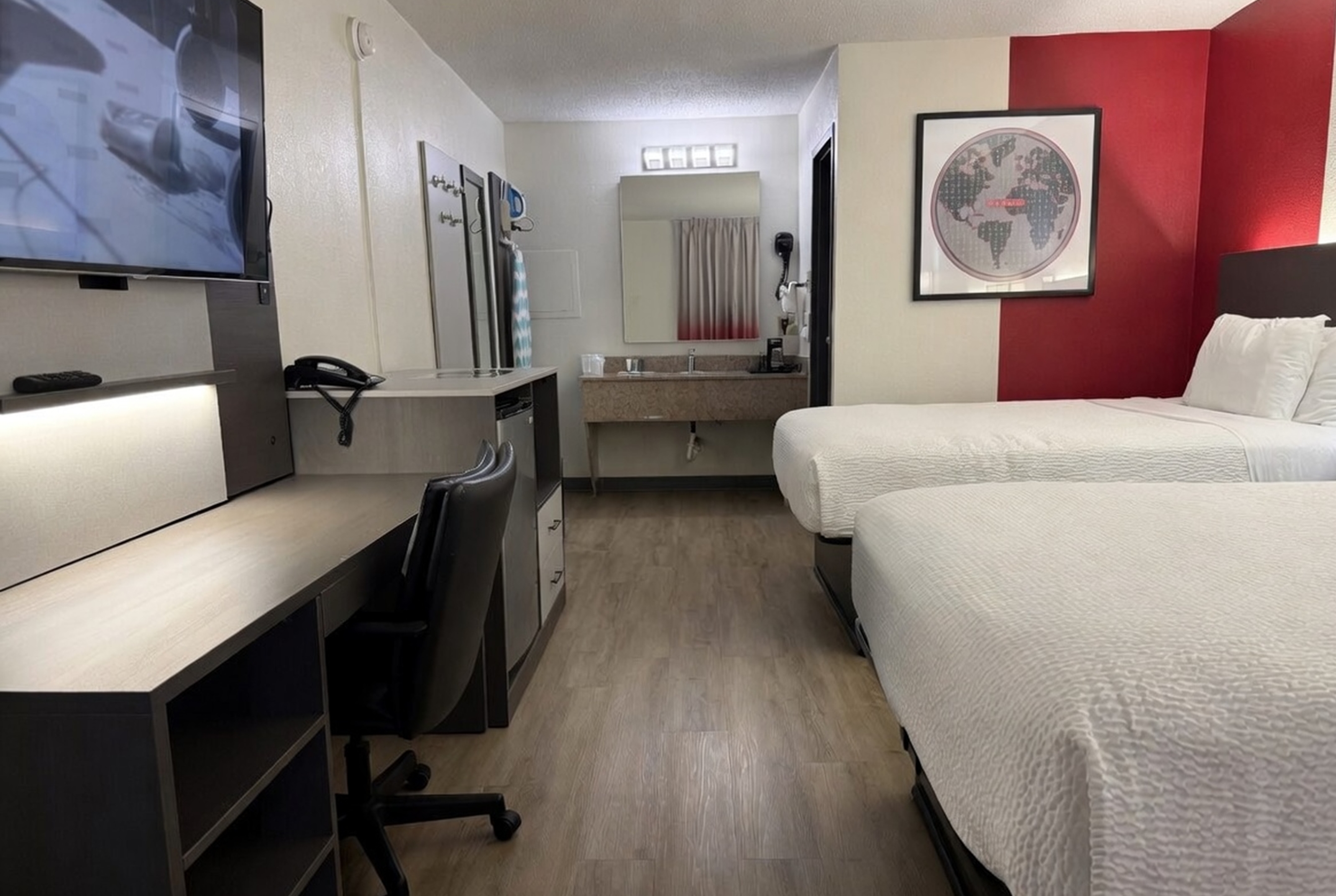Guest room at the Ramada by Wyndham Harrisonburg in Harrisonburg, Virginia