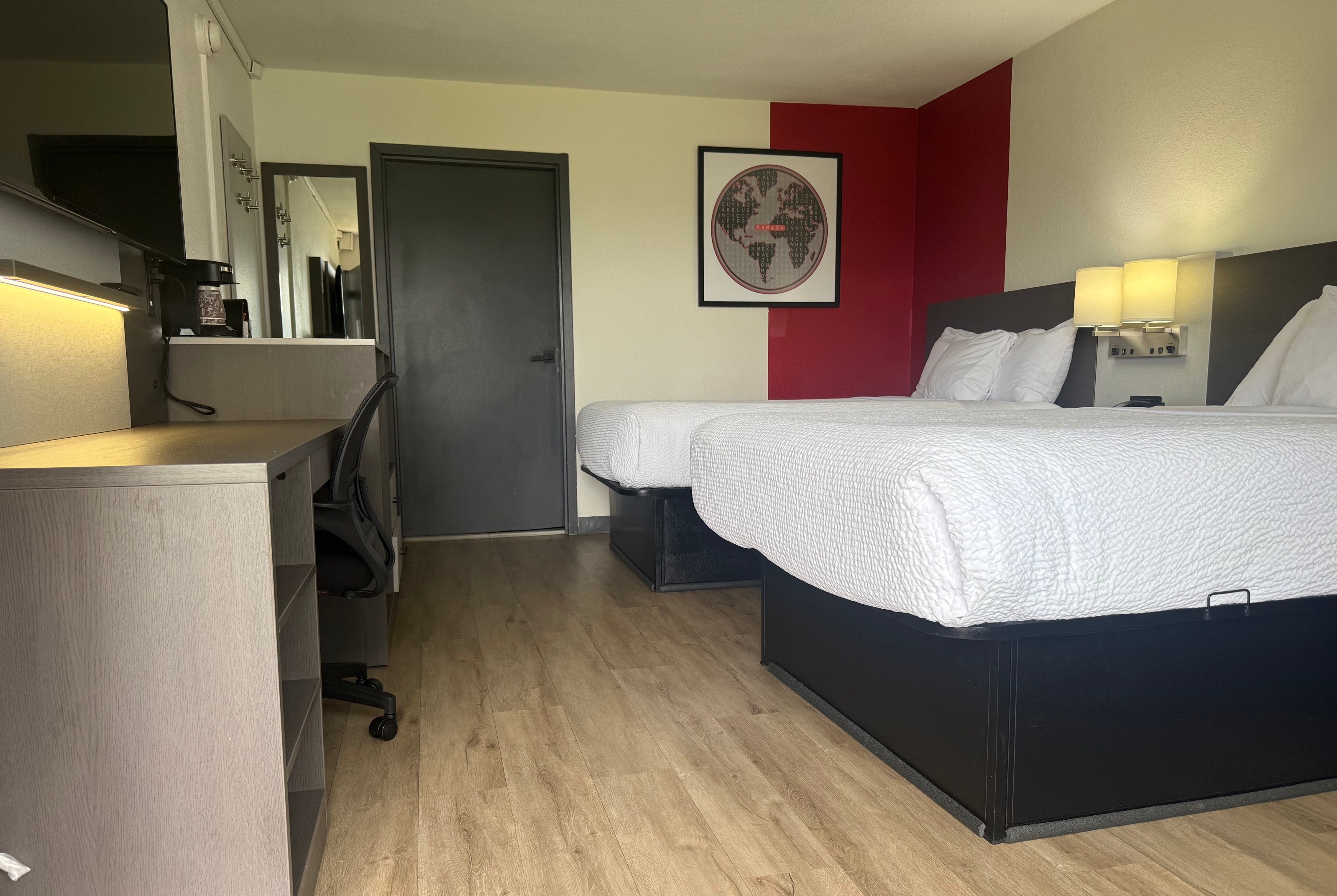 Guest room at the Ramada by Wyndham Harrisonburg in Harrisonburg, Virginia