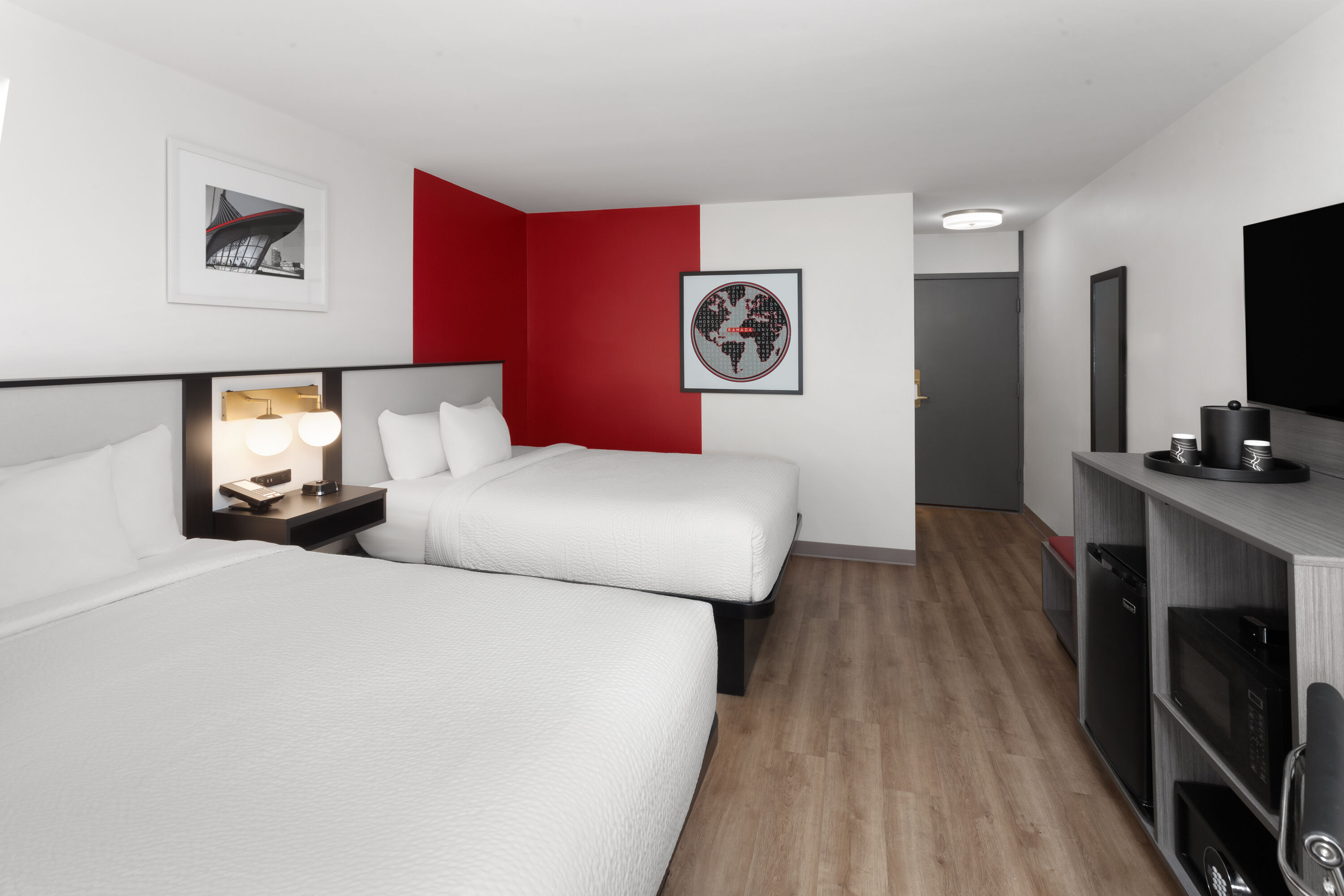 Guest room at the Ramada by Wyndham Milwaukee in Milwaukee, Wisconsin