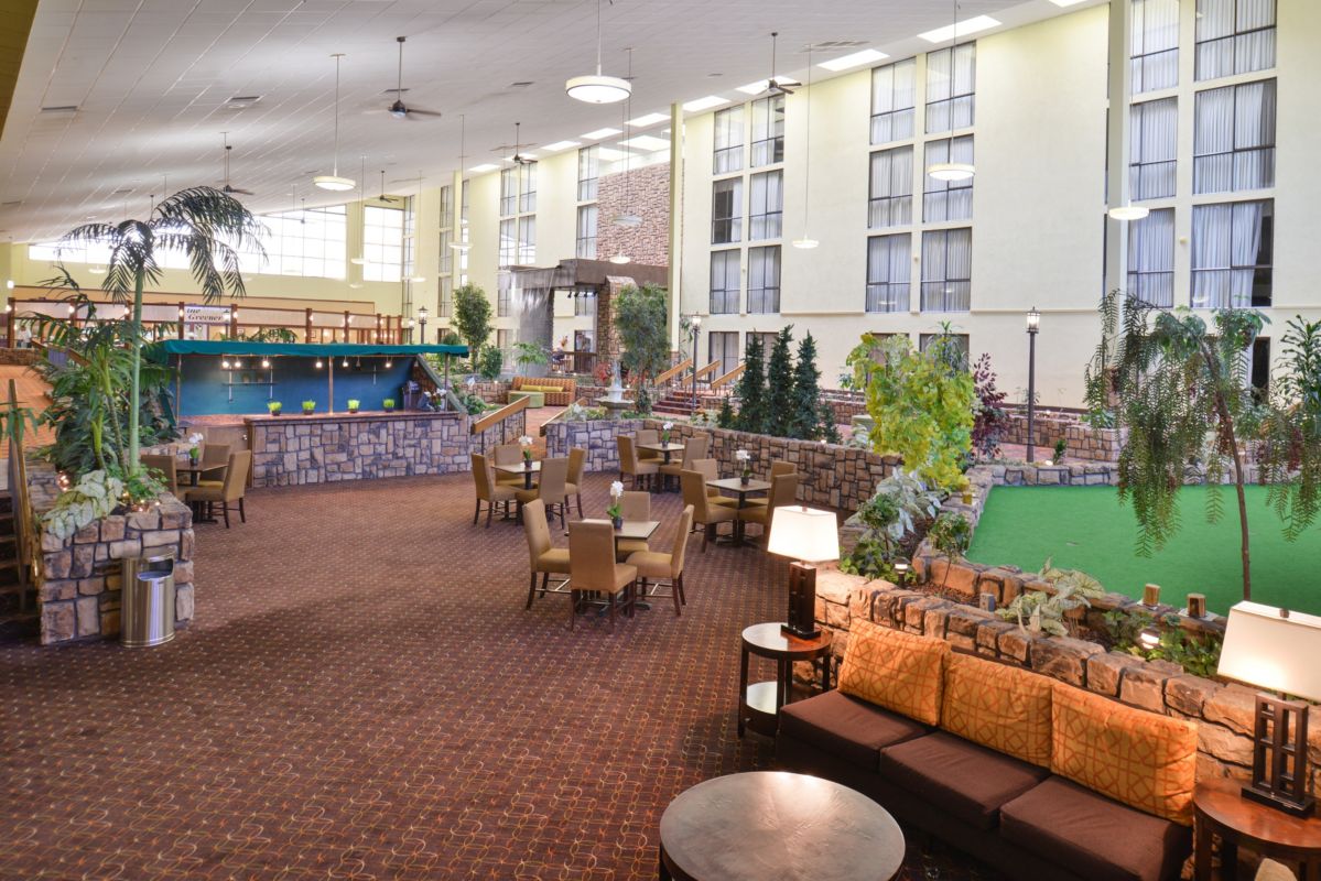 Ramada Plaza by Wyndham Sheridan Hotel & Convention Center lobby atrium in Sheridan, Wyoming