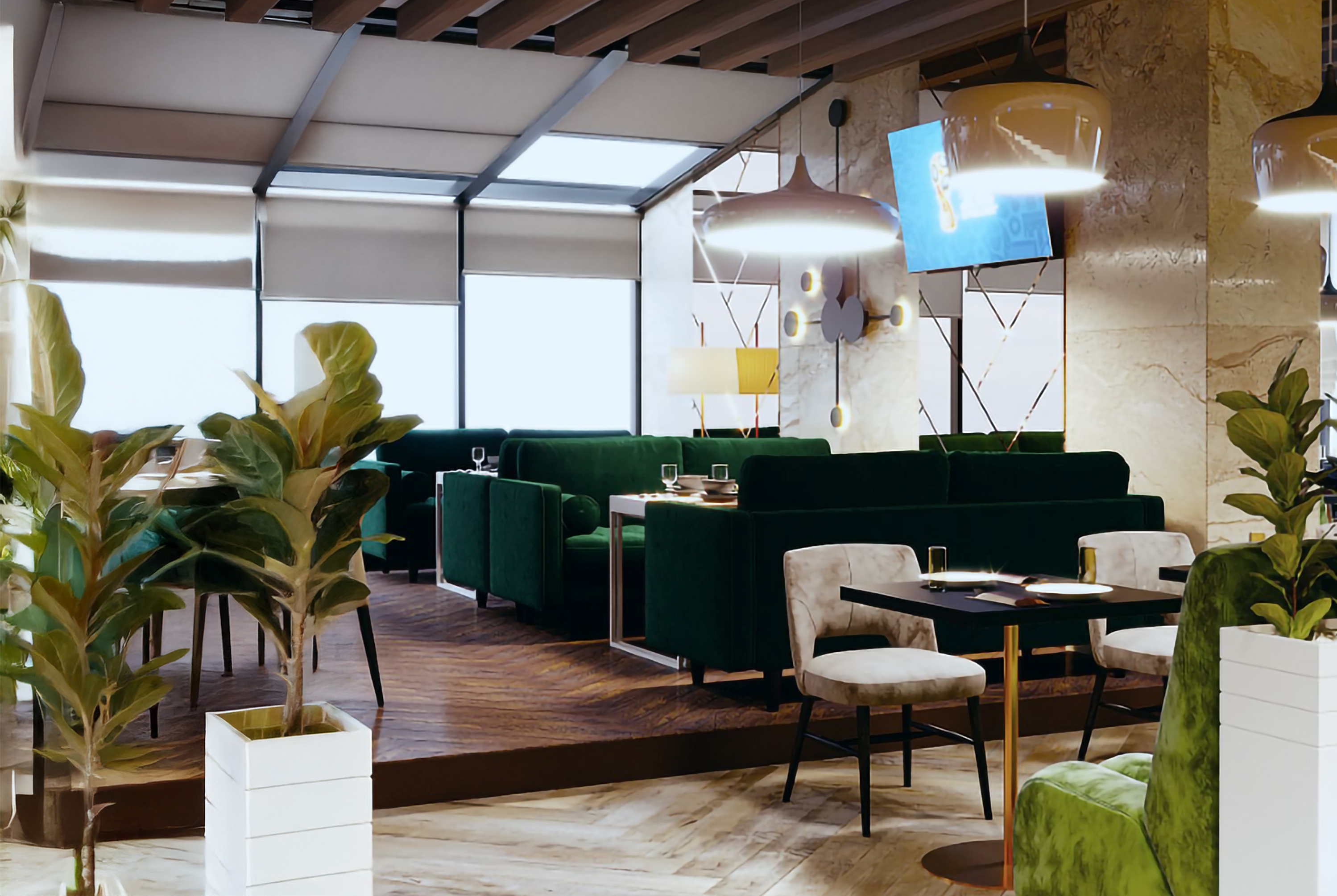 Ramada Plaza by Wyndham Tashkent Airport restaurant breakfast area with seating in Tashkent, Other than US/Canada