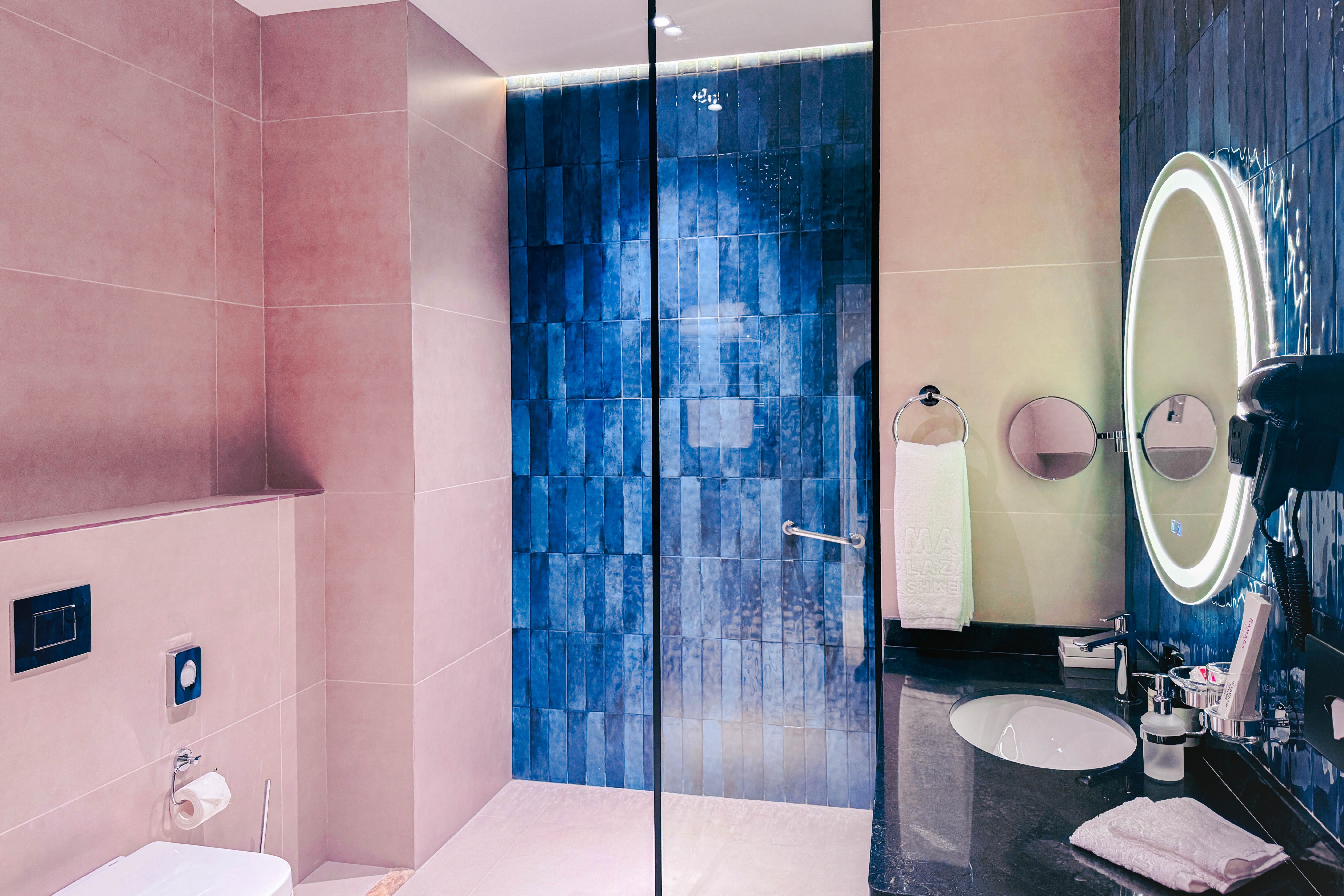 Guest room bath at the Ramada Plaza by Wyndham Tashkent Airport in Tashkent, Other than US/Canada