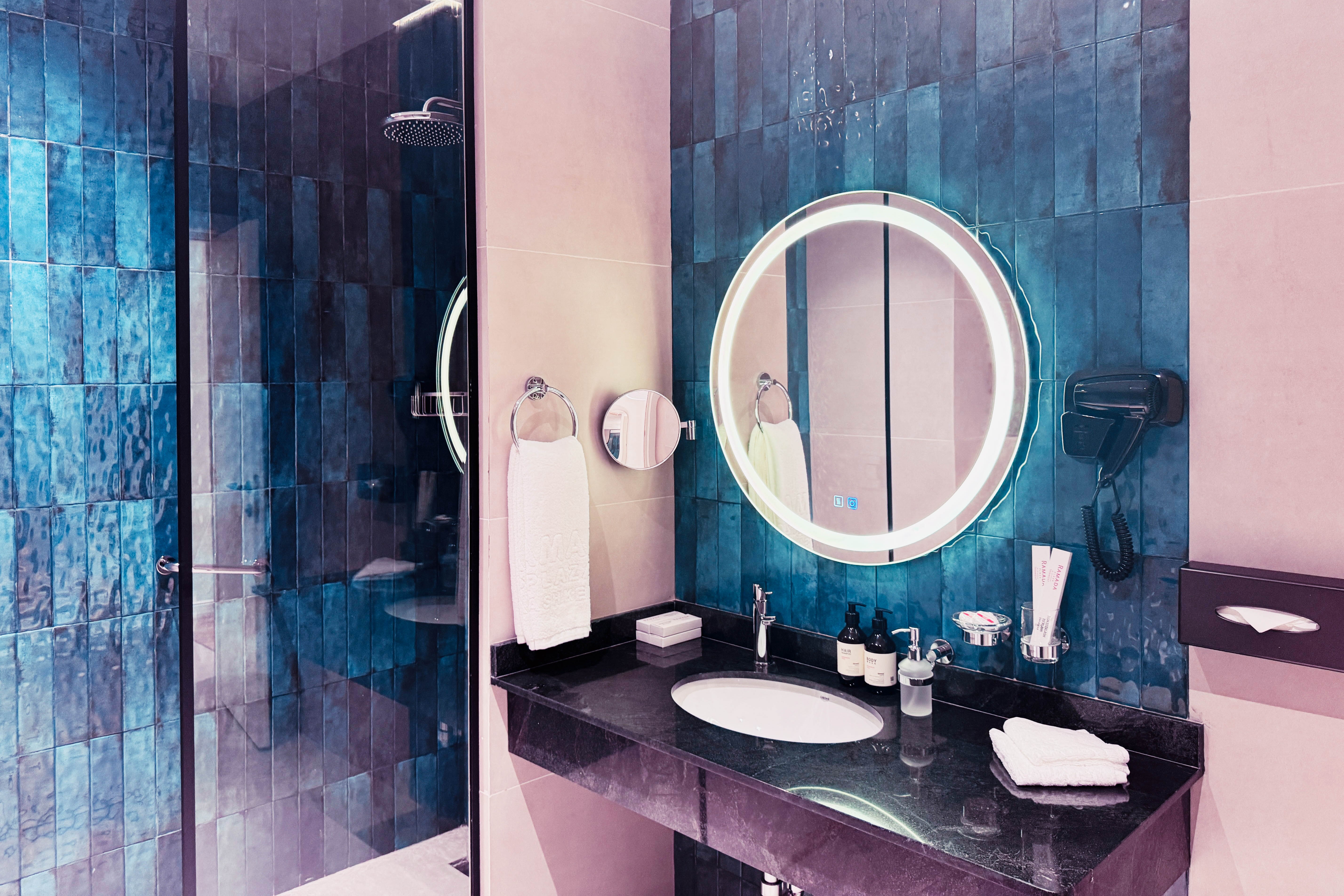 Guest room bath at the Ramada Plaza by Wyndham Tashkent Airport in Tashkent, Other than US/Canada