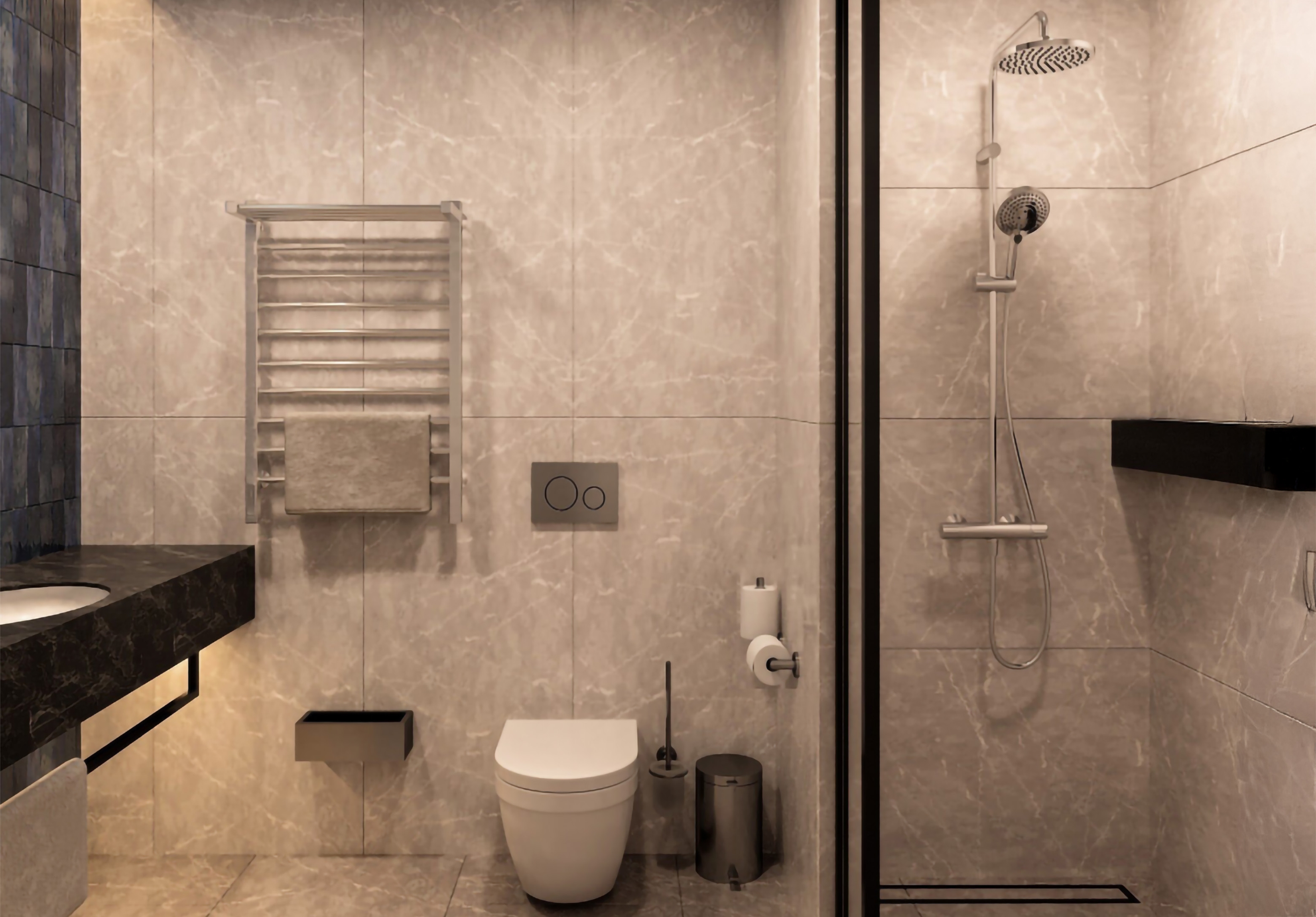 Guest room bath at the Ramada Plaza by Wyndham Tashkent Airport in Tashkent, Other than US/Canada