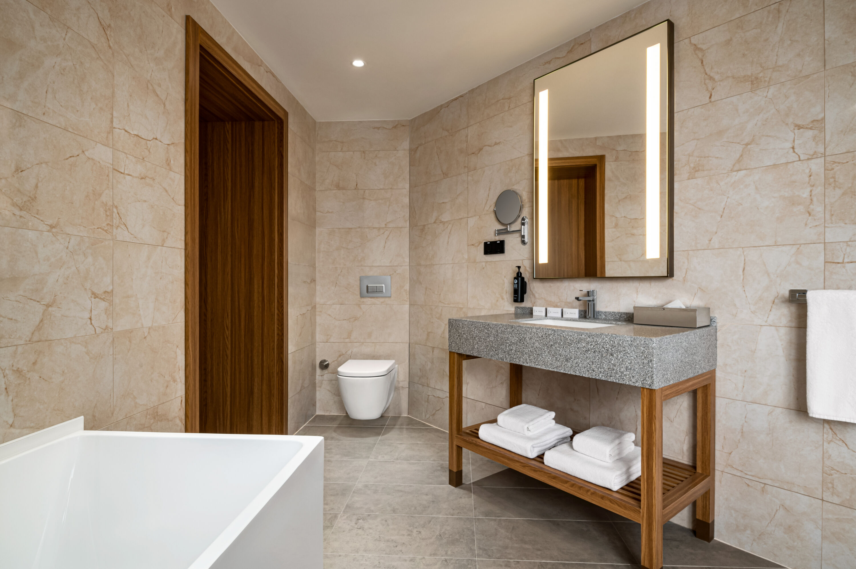 Guest room bath at the Ramada Encore by Wyndham Tashkent in Tashkent, Other than US/Canada