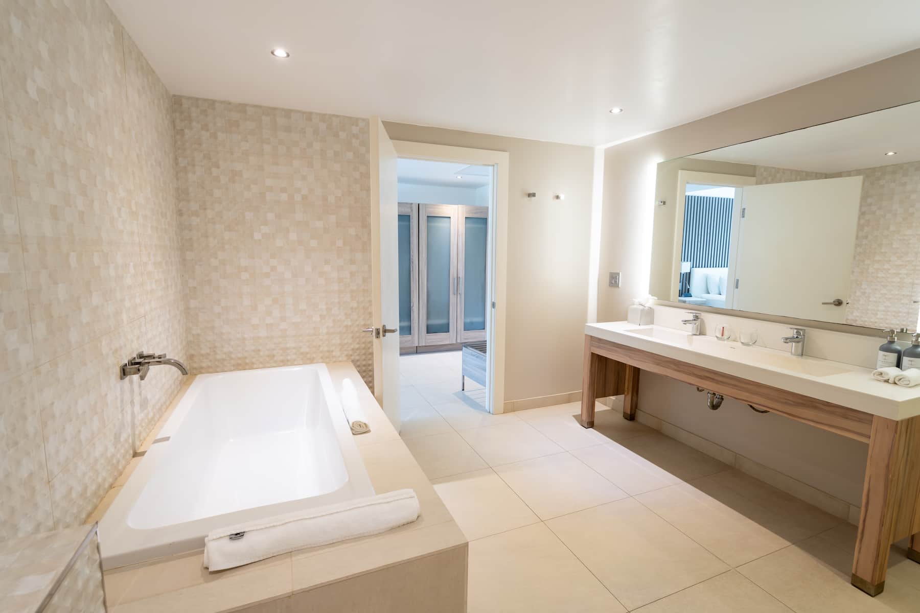 Guest room bath at the Hodges Bay Resort & Spa, an HQ Luxury Resort & Residences in St. Johns, Other than US/Canada