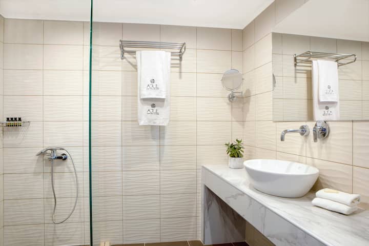 Guest room bath at the Ajul Luxury Hotel & Spa Resort, A Registry Collection Hotel in Agia Paraskevi Chalikidi, Other than US/Canada