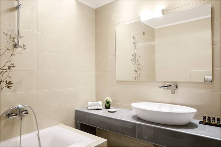 Guest room bath at the Ajul Luxury Hotel & Spa Resort, A Registry Collection Hotel in Agia Paraskevi Chalikidi, Other than US/Canada