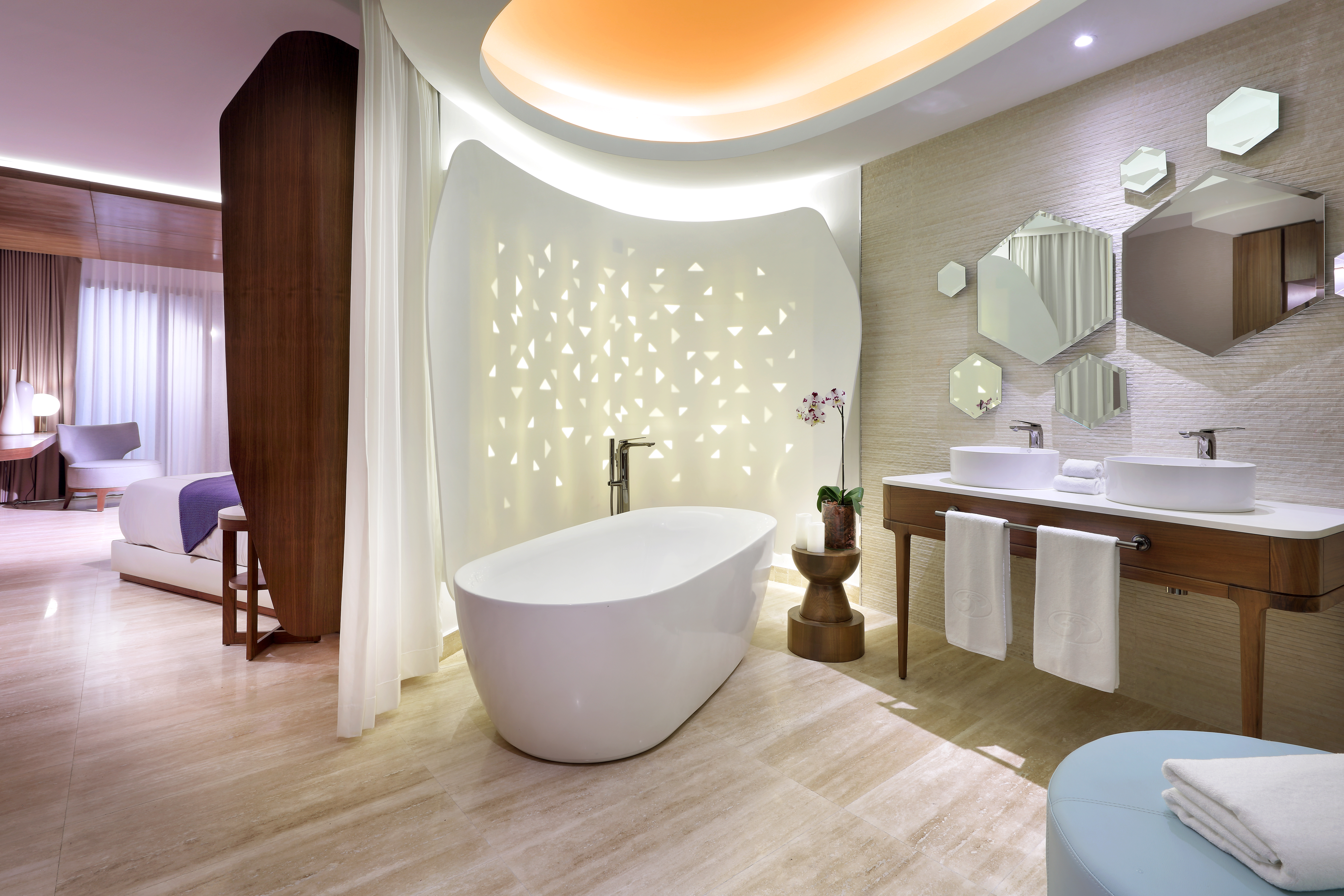 Guest room bath at the TRS Coral Costa Mujeres, a Registry Collection Hotel in Cancun, Other than US/Canada