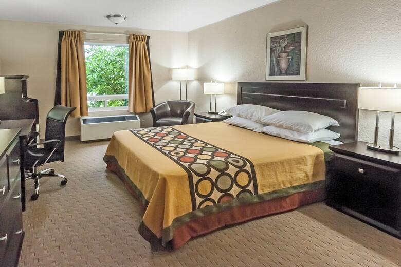 Guest room at the Super 8 Airdrie AB in Airdrie, Alberta