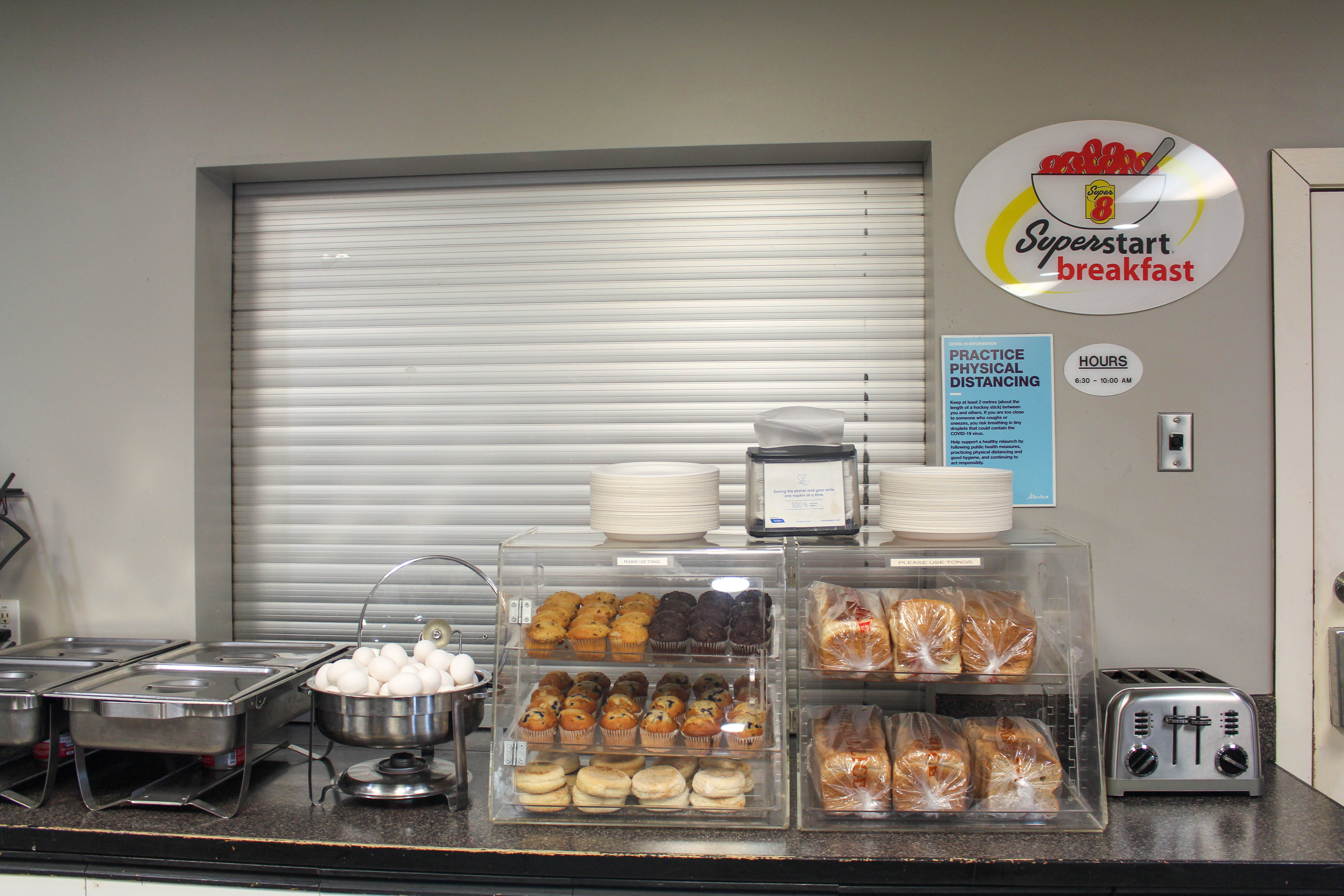 Free breakfast at Super 8 by Wyndham Edmonton South in Edmonton, Alberta