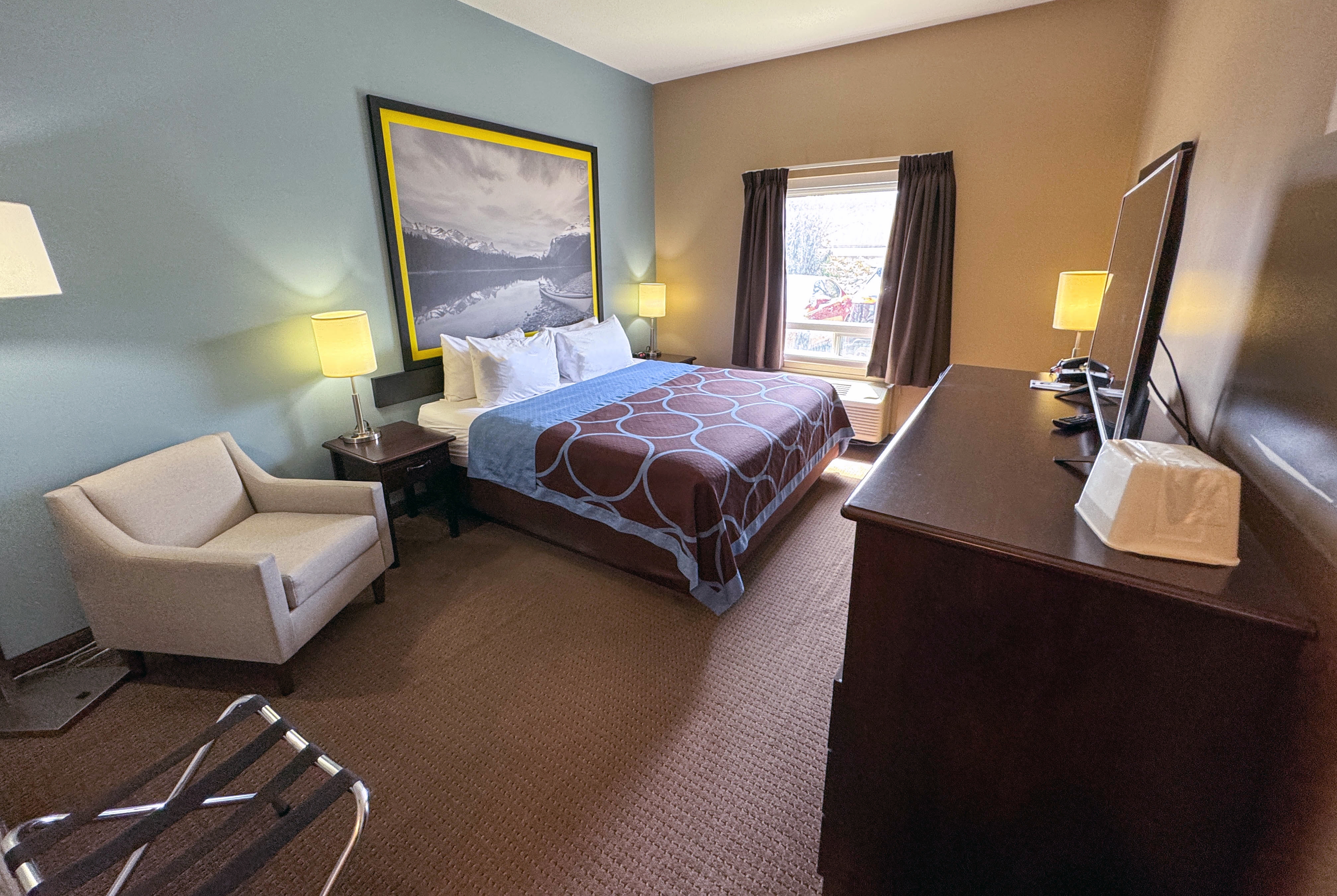 Guest room at the Super 8 by Wyndham Edmonton South in Edmonton, Alberta