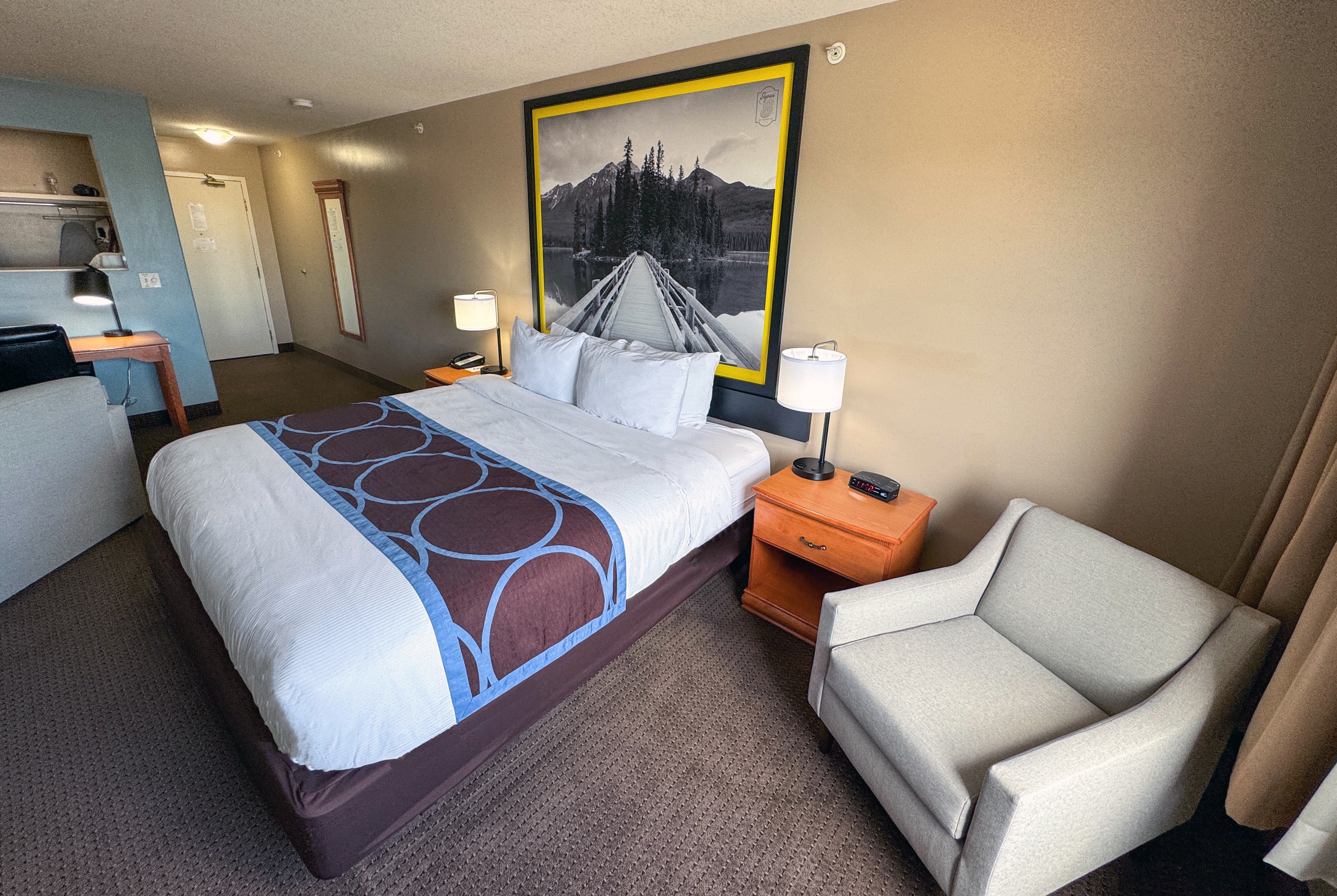 Guest room at the Super 8 by Wyndham Edmonton South in Edmonton, Alberta