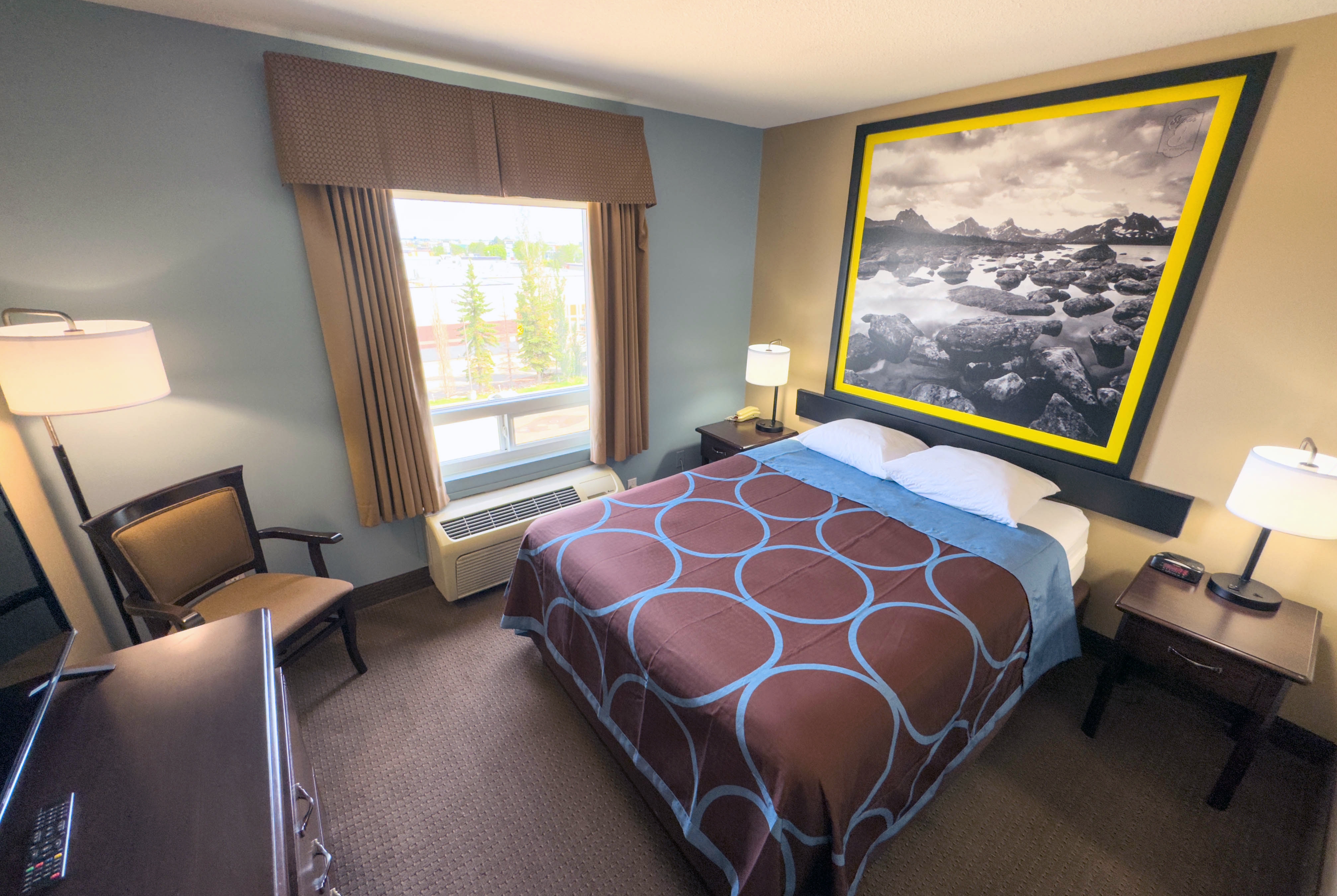 Guest room at the Super 8 by Wyndham Edmonton South in Edmonton, Alberta