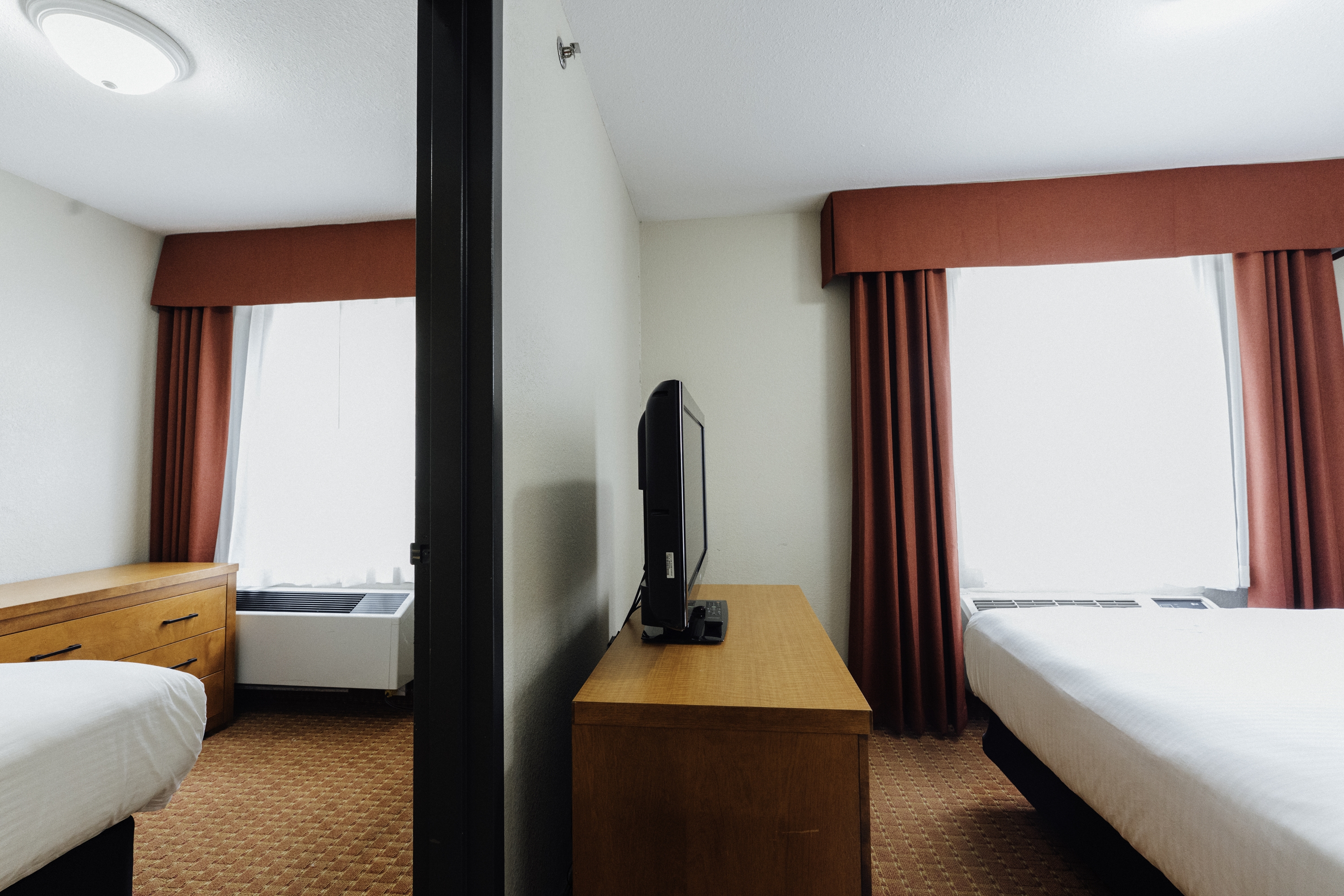Guest room at the Super 8 by Wyndham Grande Prairie in Grande Prairie, Alberta