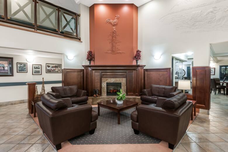 Super 8 High River AB hotel lobby in High River, Alberta