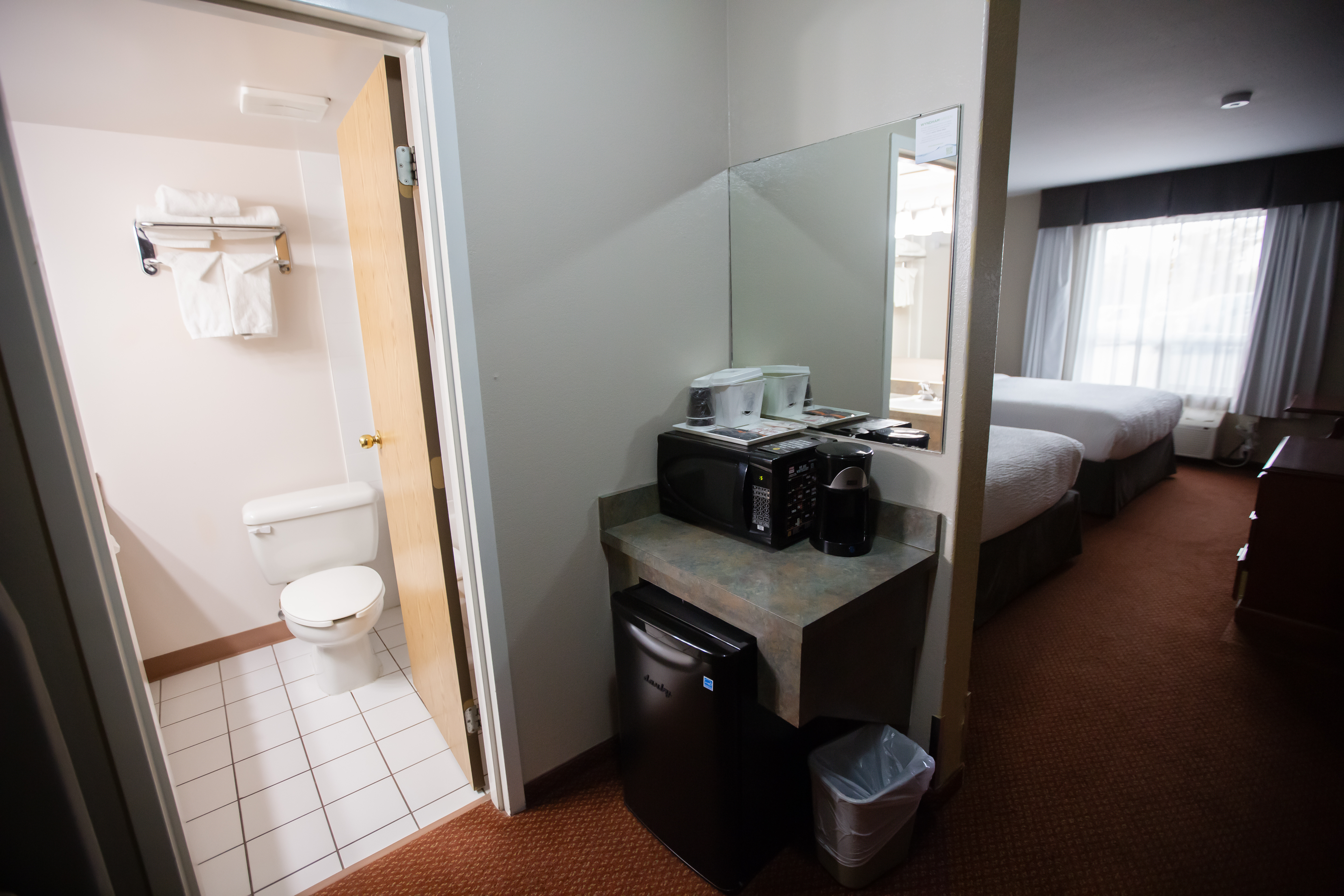 Guest room at the Super 8 by Wyndham Whitecourt in Whitecourt, Alberta