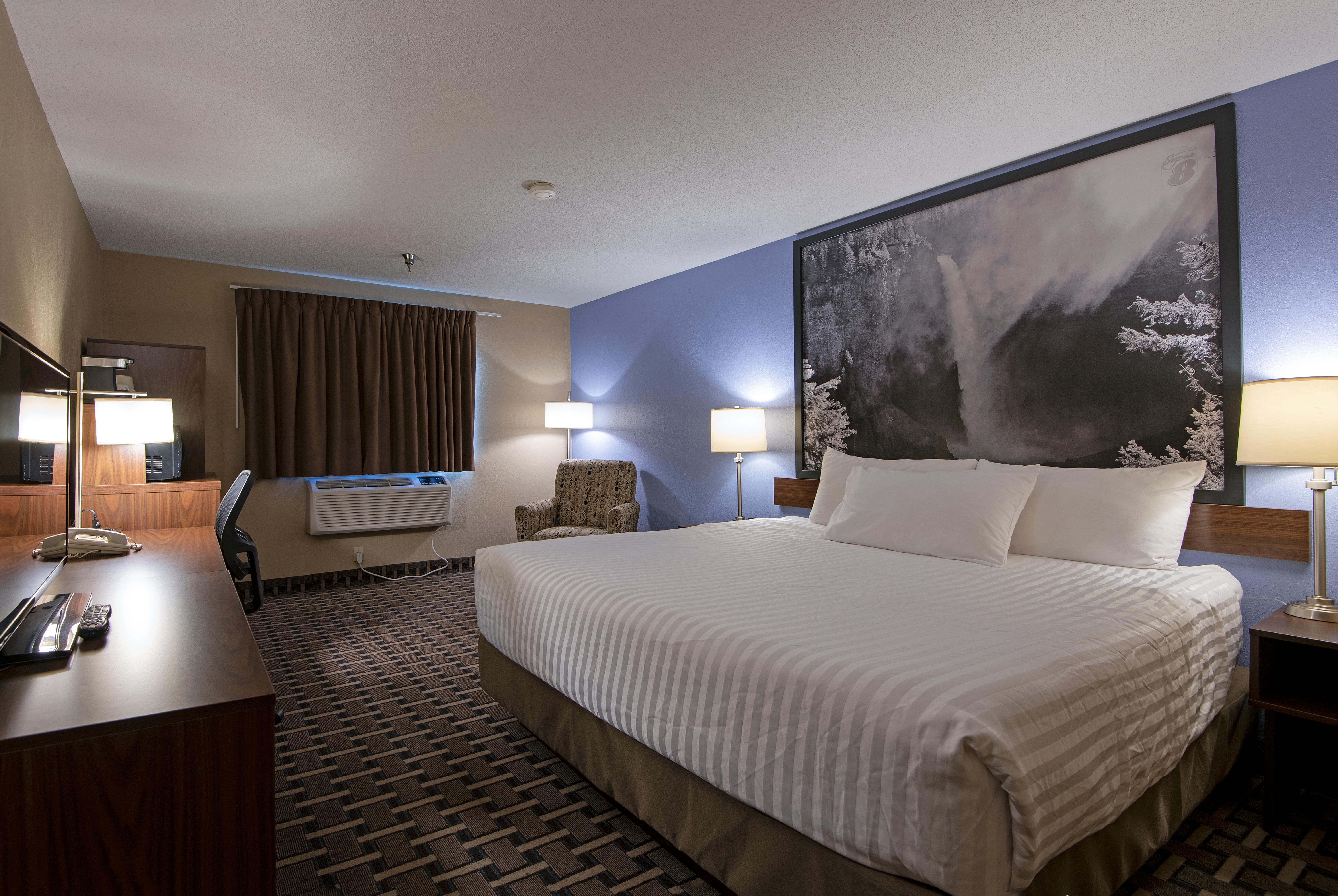 Guest room at the Super 8 by Wyndham Kamloops On The Hill in Kamloops, British Columbia