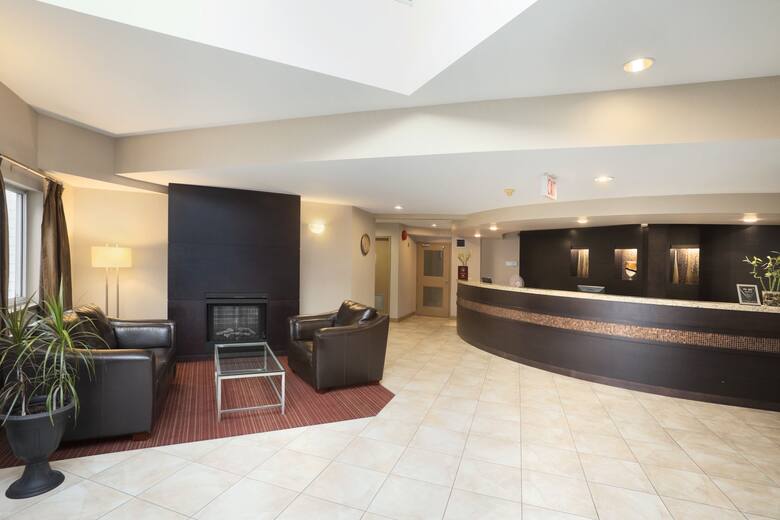 Super 8 West Kelowna BC hotel lobby in West Kelowna, British Columbia