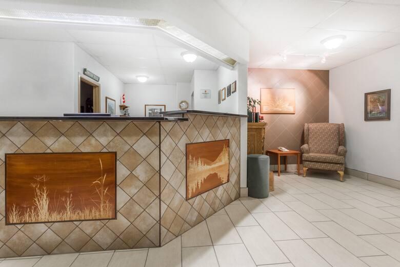 Super 8 Dauphin hotel lobby in Dauphin, Manitoba