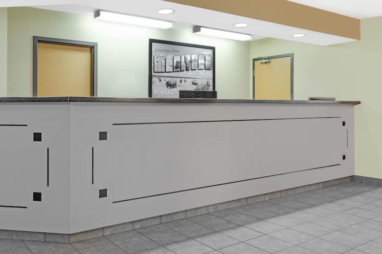 Super 8 Morden hotel lobby in Morden, Manitoba