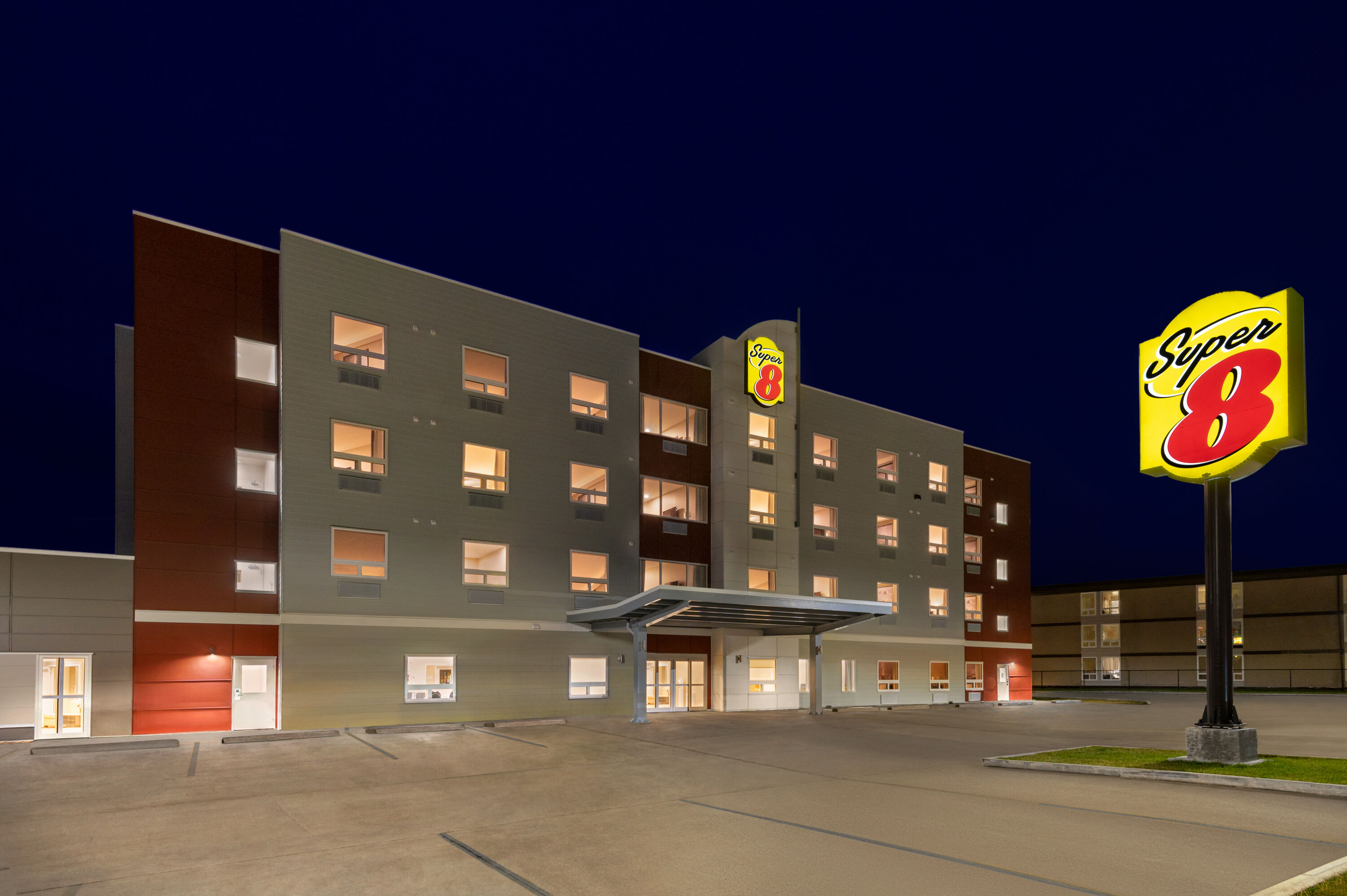 Exterior of Super 8 by Wyndham Thompson hotel in Thompson, Manitoba
