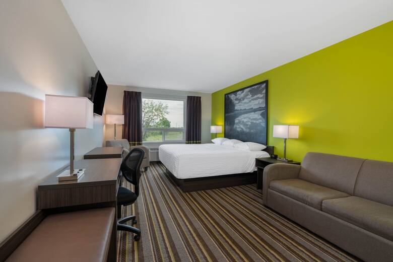 Guest room at the Super 8 Winnipeg East MB in Winnipeg, Manitoba