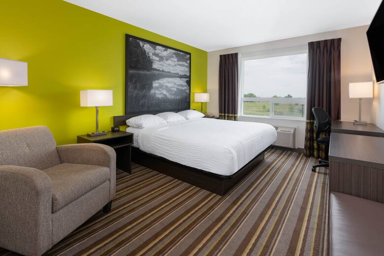 Guest room at the Super 8 Winnipeg East MB in Winnipeg, Manitoba