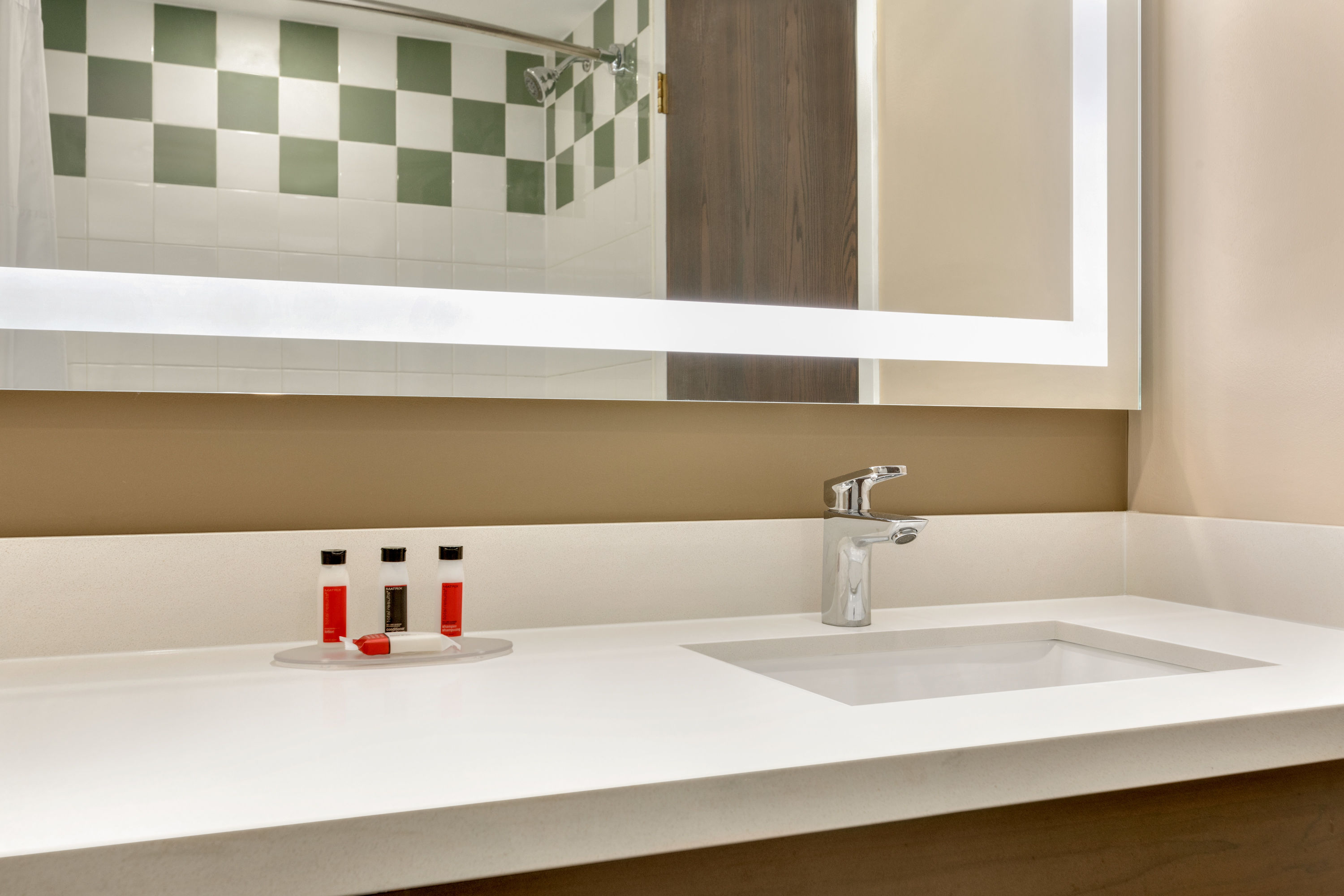 Guest room bath at the Super 8 by Wyndham Ajax/Toronto On in Ajax, Ontario