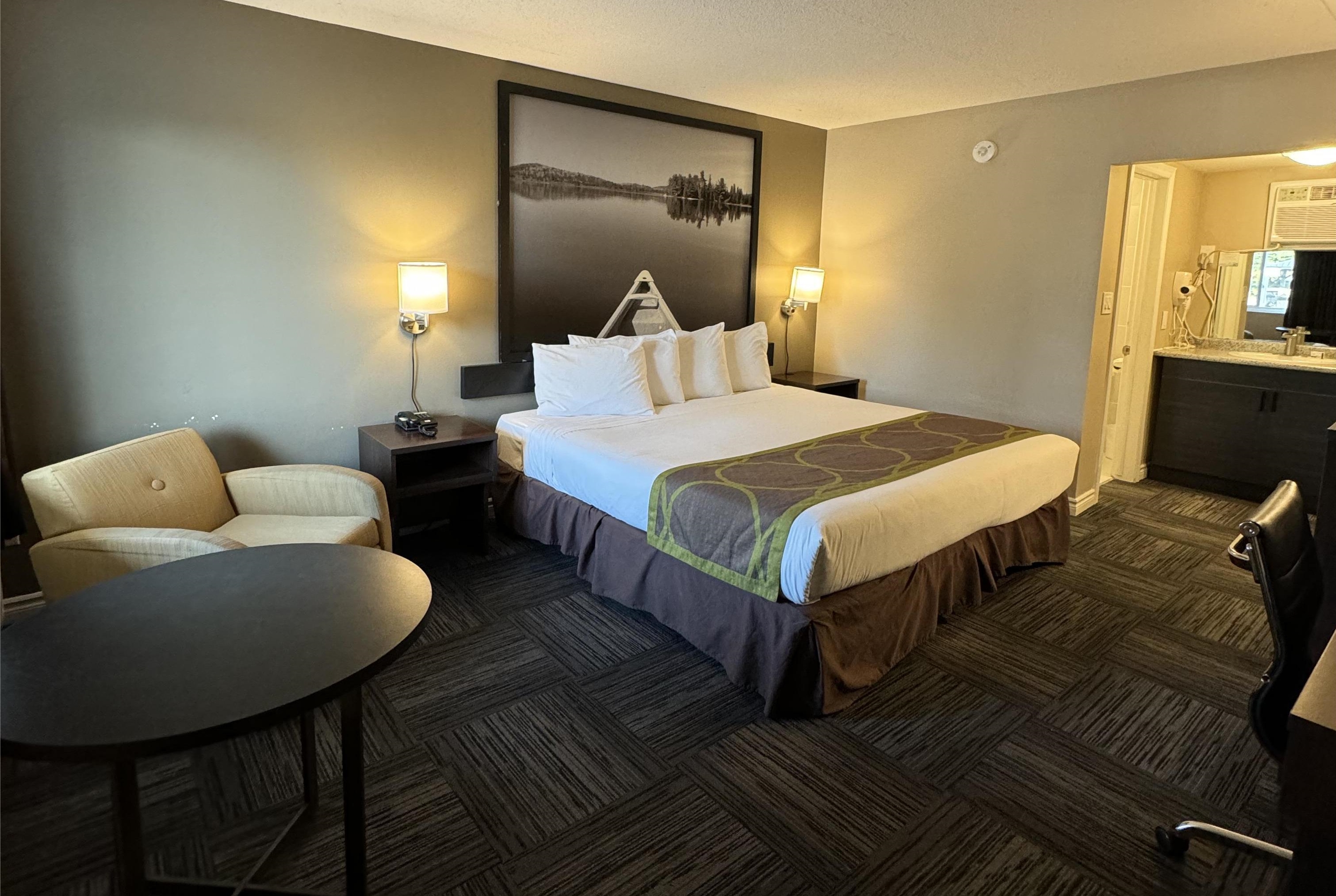 Guest room at the Super 8 by Wyndham Guelph in Guelph, Ontario, Ontario