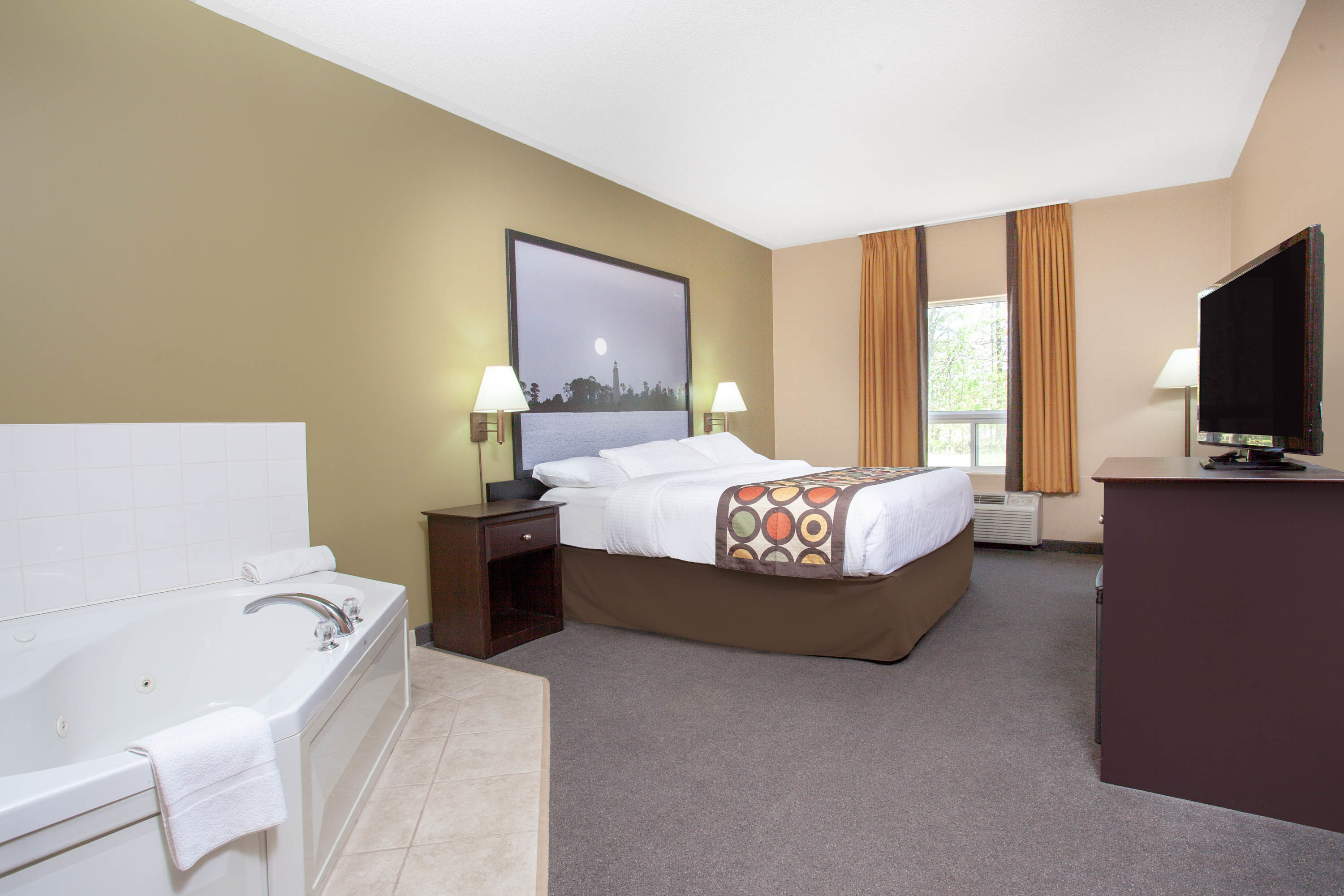 Guest room at the Super 8 by Wyndham Midland in Midland, Ontario