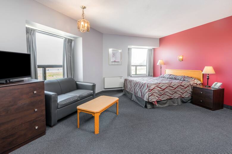 Guest room at the Super 8 Mt Hope Hamilton Intl Arpt ON in Mount Hope, Ontario