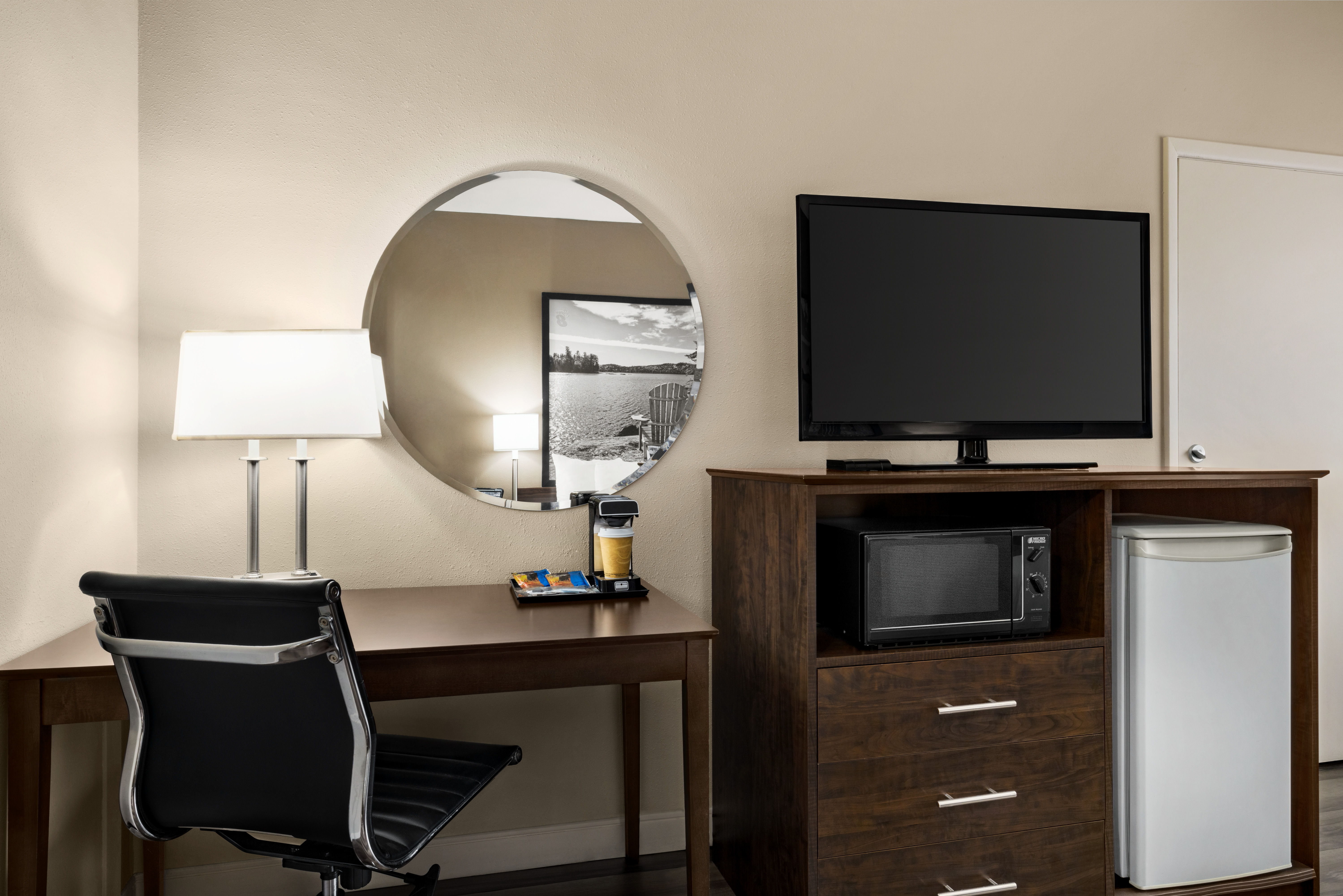 Guest room at the Super 8 by Wyndham Sarnia ON in Sarnia, Ontario