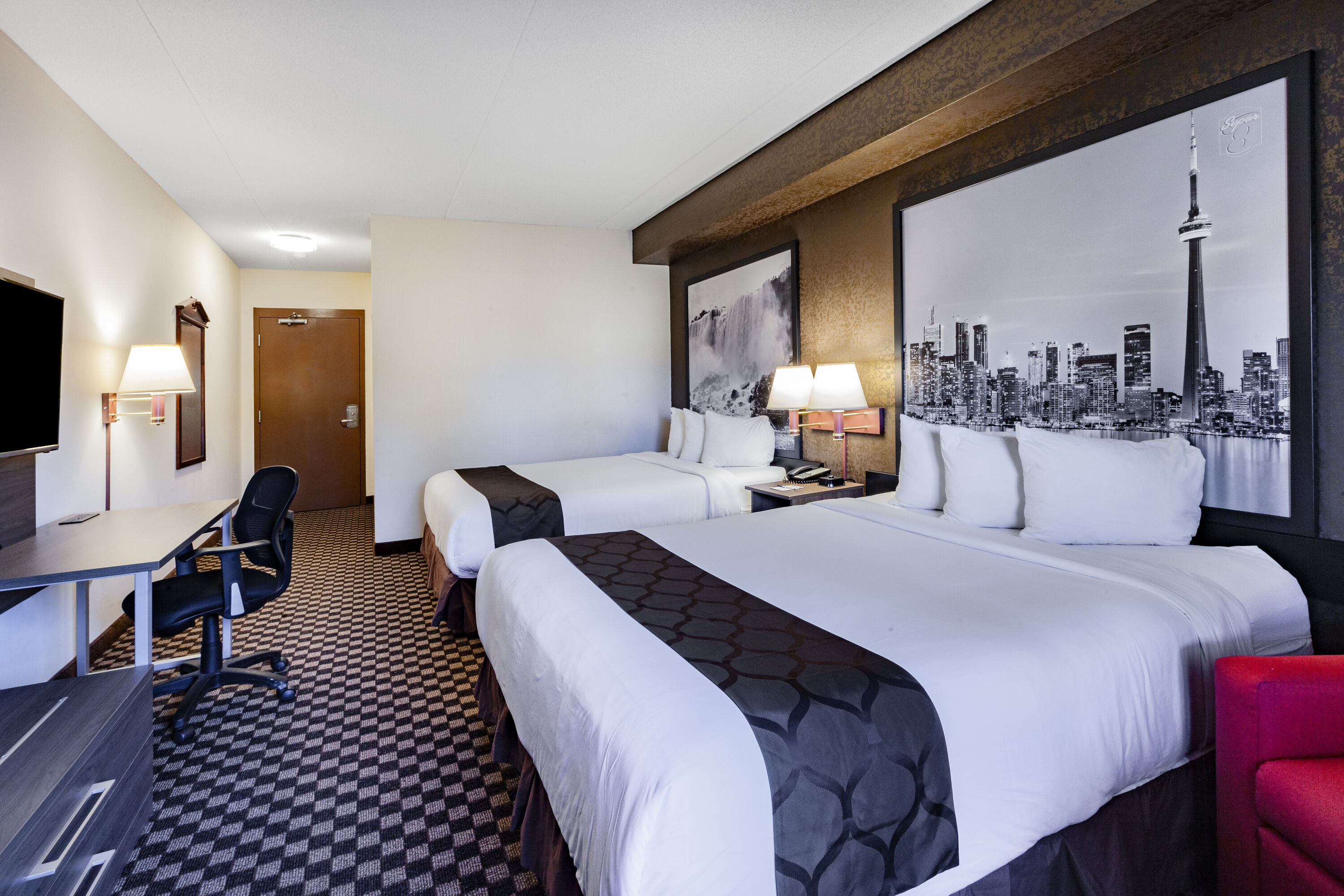 Guest room at the Super 8 by Wyndham Ambassador Bridge Windsor ON in Windsor, Ontario