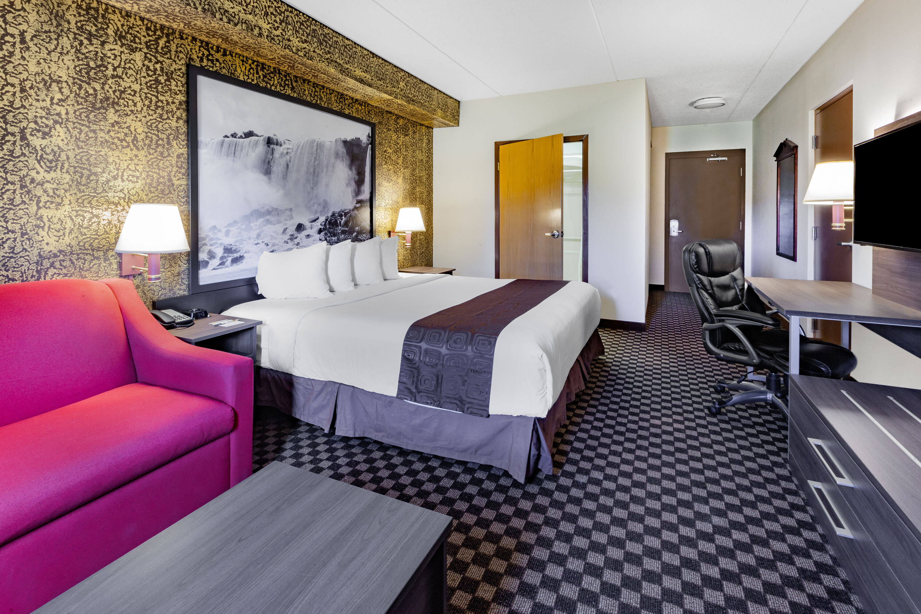 Guest room at the Super 8 by Wyndham Ambassador Bridge Windsor ON in Windsor, Ontario