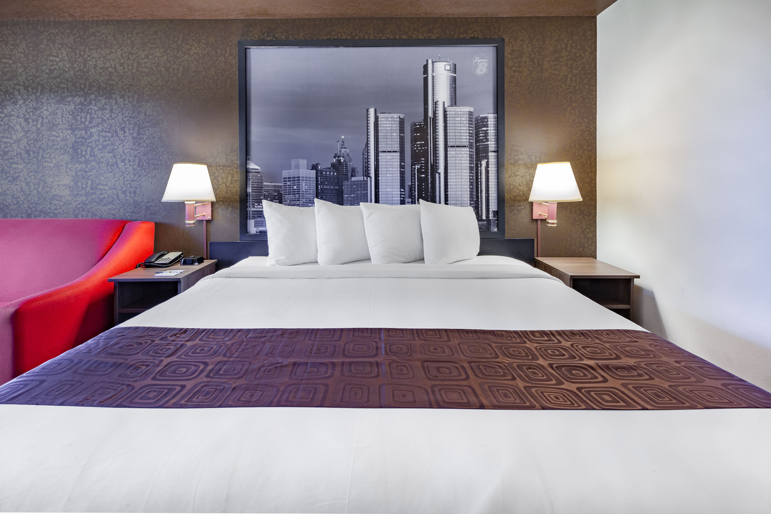 Guest room at the Super 8 by Wyndham Ambassador Bridge Windsor ON in Windsor, Ontario