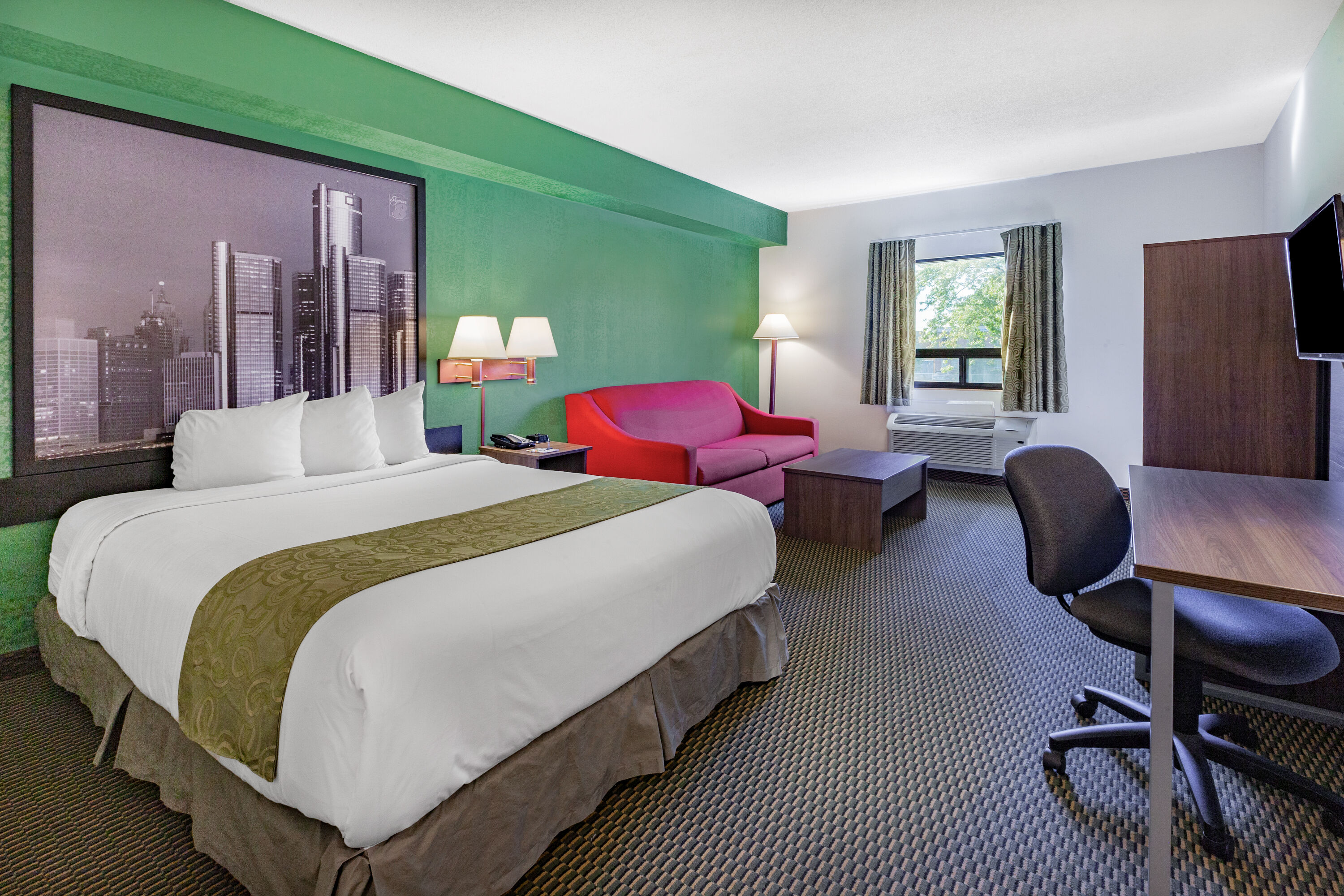 Guest room at the Super 8 by Wyndham Ambassador Bridge Windsor ON in Windsor, Ontario