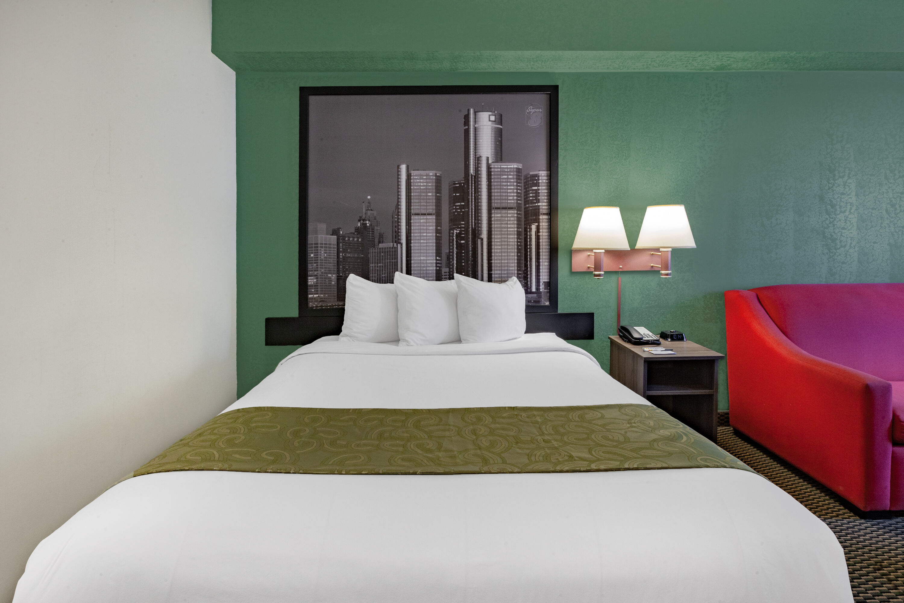 Guest room at the Super 8 by Wyndham Ambassador Bridge Windsor ON in Windsor, Ontario